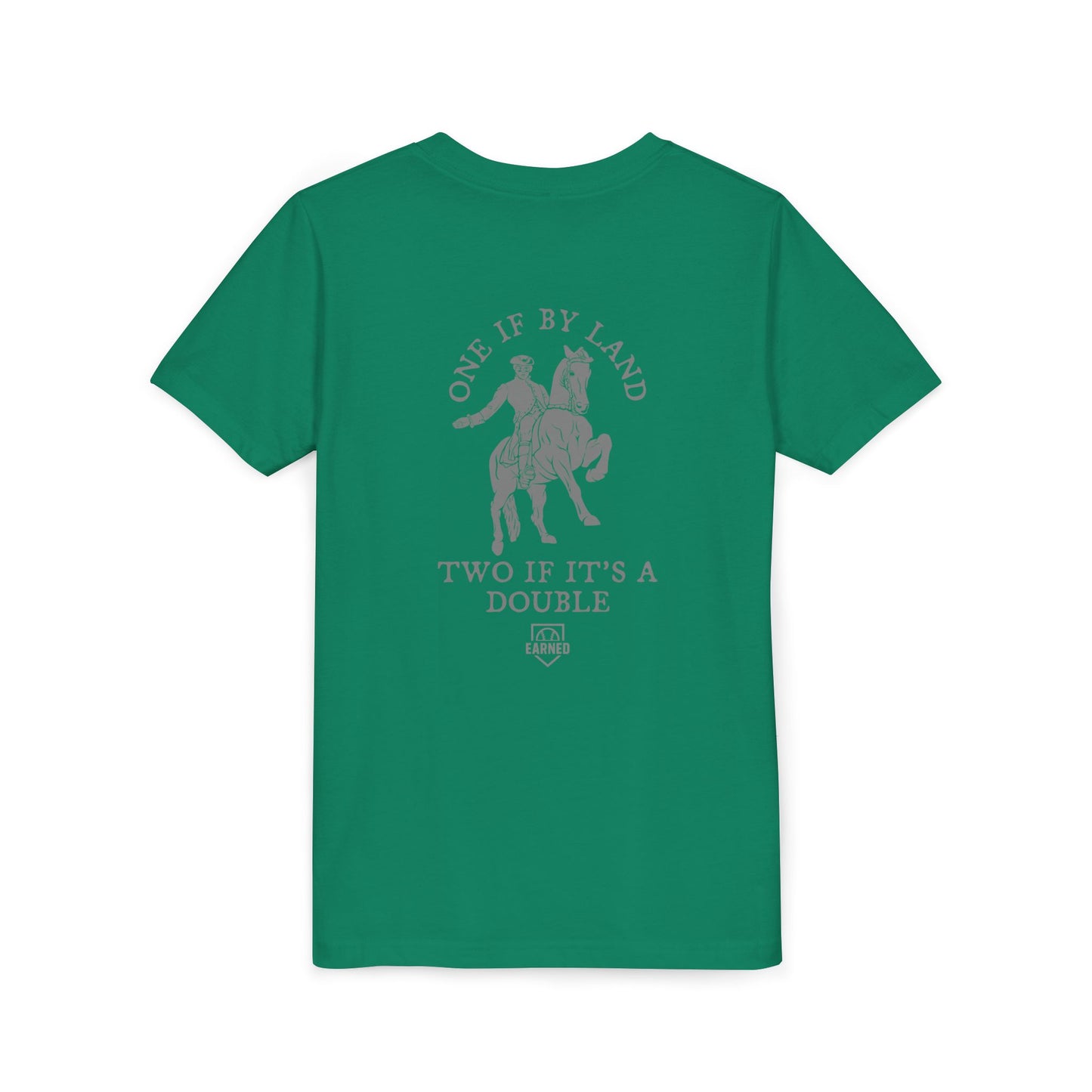 ONE IF BY LAND, TWO IF IT'S A DOUBLE Youth Tee (Paul Revere Grey)