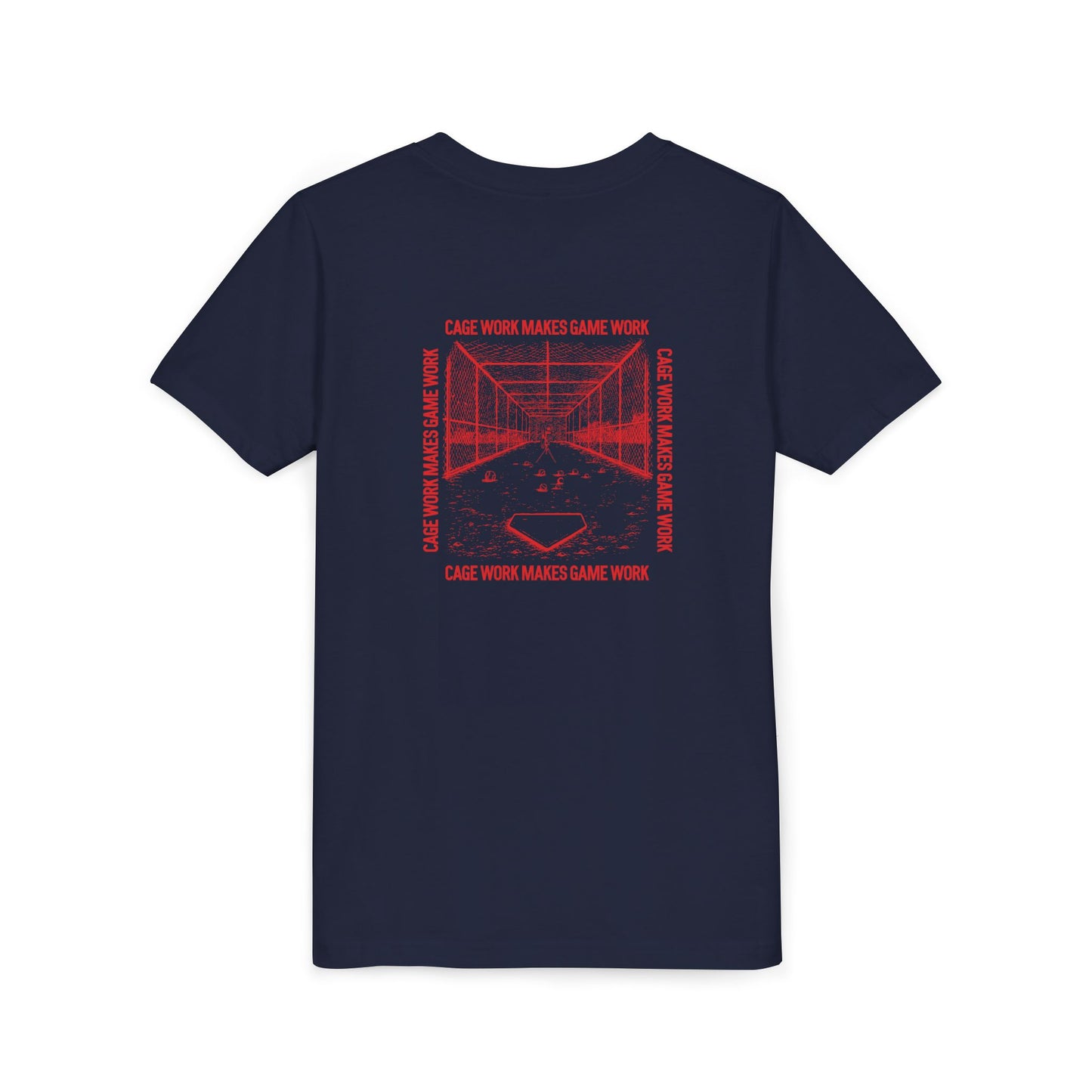 CAGE WORK MAKES GAME WORK Youth Tee (Red Font)