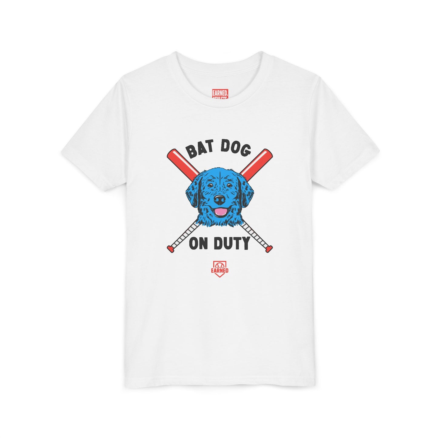 BAT DOG ON DUTY Youth Tee (Red, White and Woof) - BARK PARK Collection