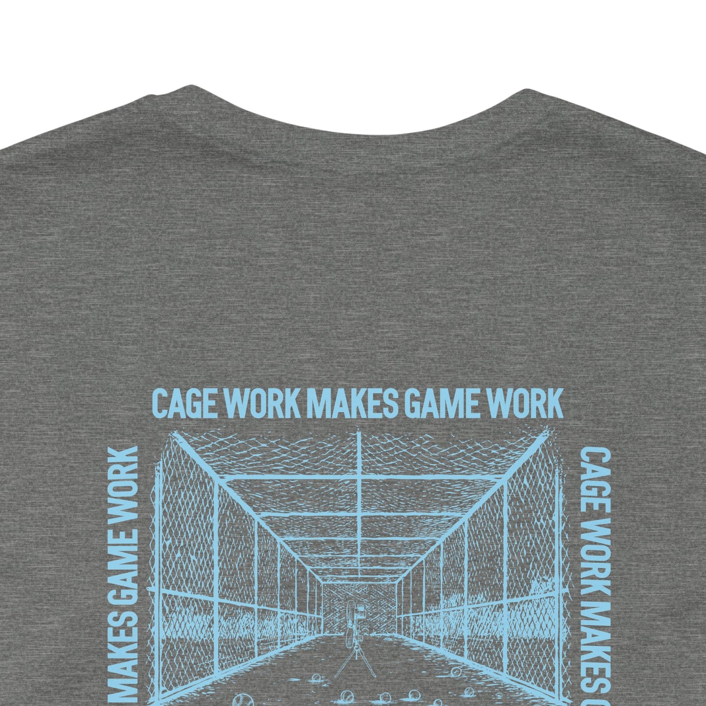 CAGE WORK MAKES GAME WORK Adult Tee (Blue Font)