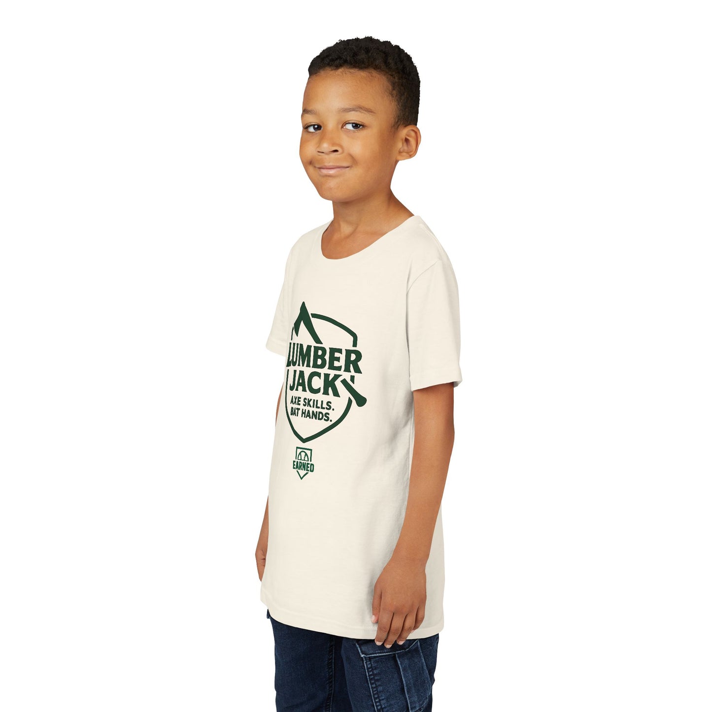 LUMBER JACK. AXE SKILLS. BAT HANDS. Youth Tee