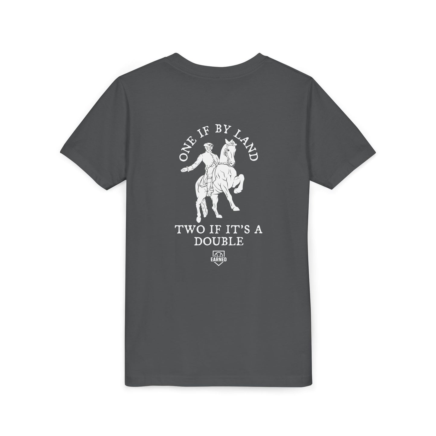 ONE IF BY LAND, TWO IF IT'S A DOUBLE Youth Tee (Paul Revere White)