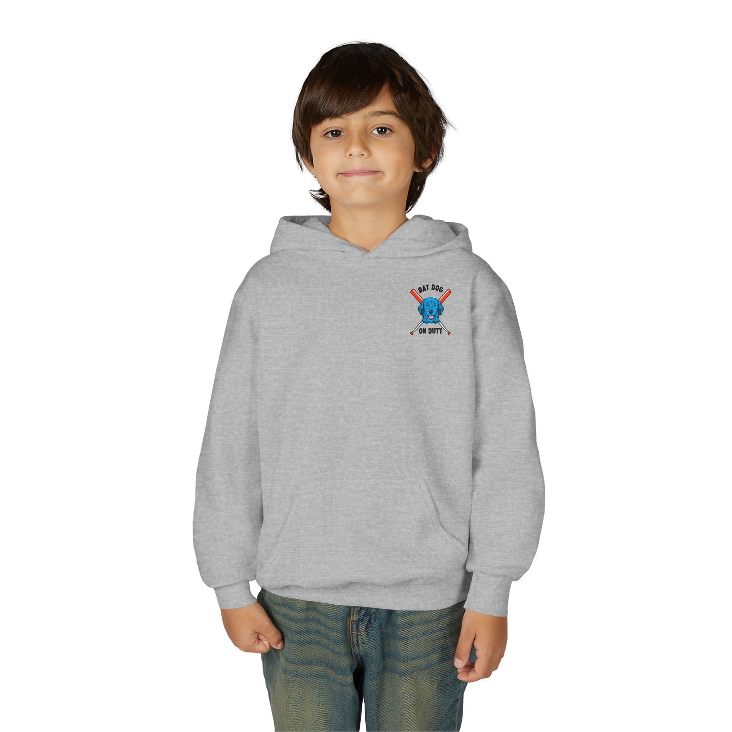 FETCH HARD. HUSTLE HARDER. Youth Hoodie (Red Bat) - BARK PARK Collection