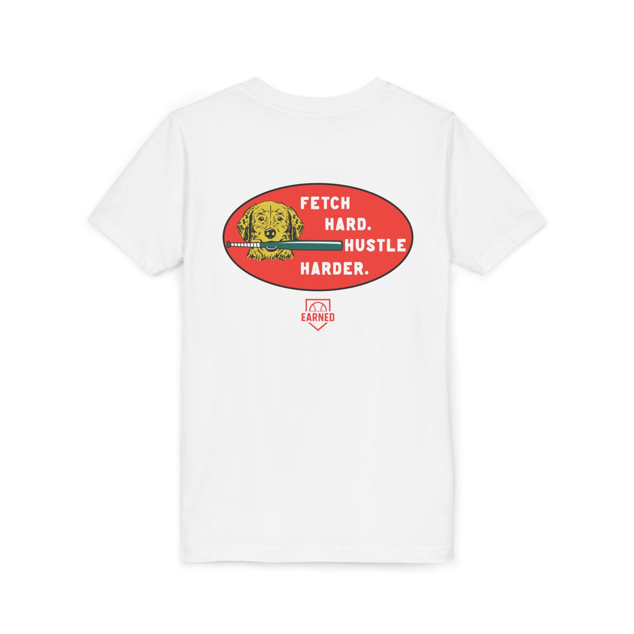 FETCH HARD. HUSTLE HARDER. Youth Tee (Green Bat) - BARK PARK Collection