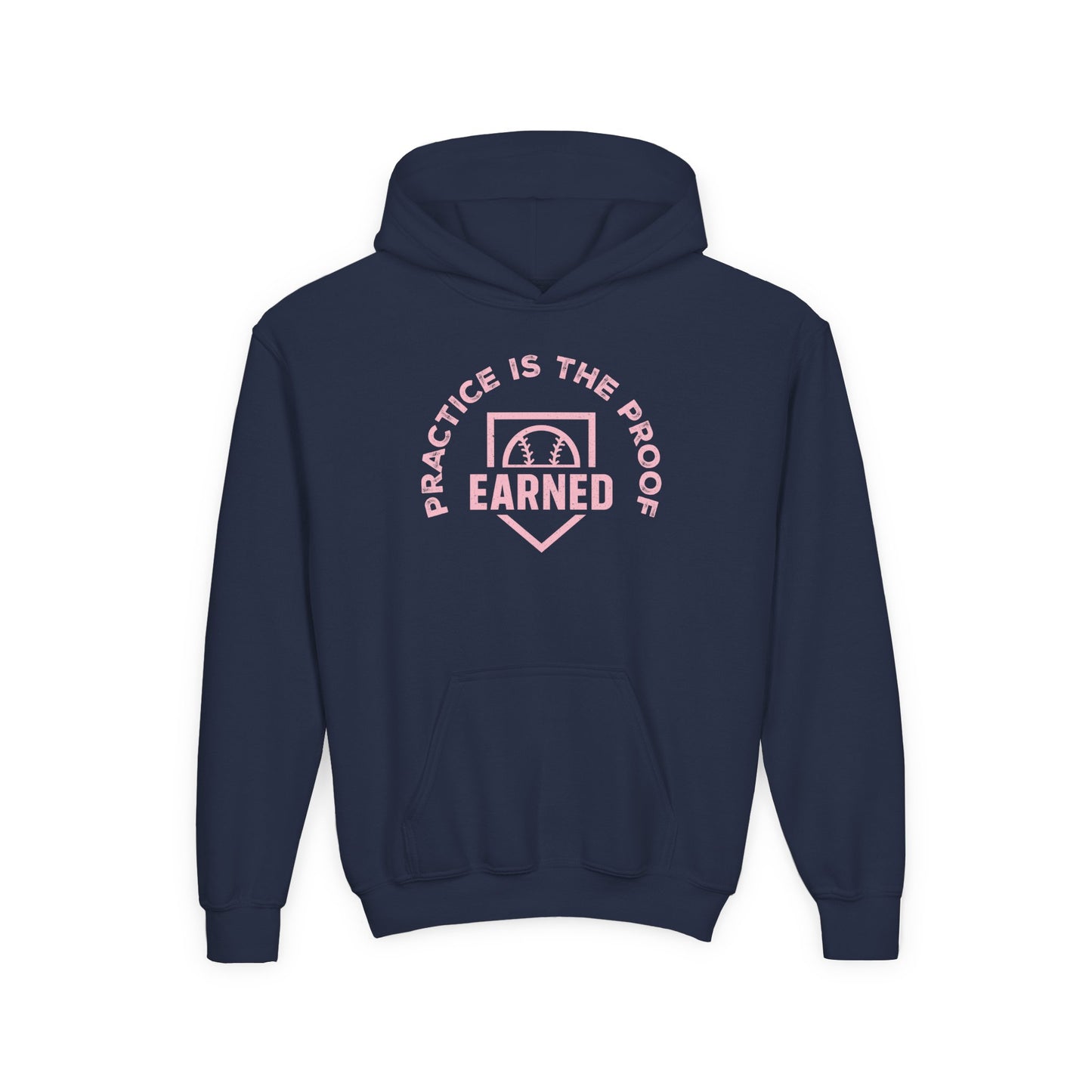 PRACTICE IS THE PROOF Youth Hoodie (Pink Logo)