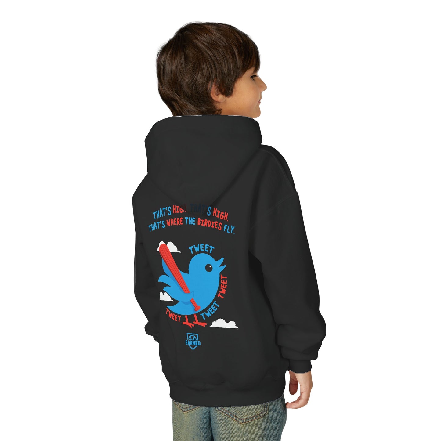 THAT'S HIGH Youth Hoodie (Blue Bird) - DUGOUT CHANT Collection