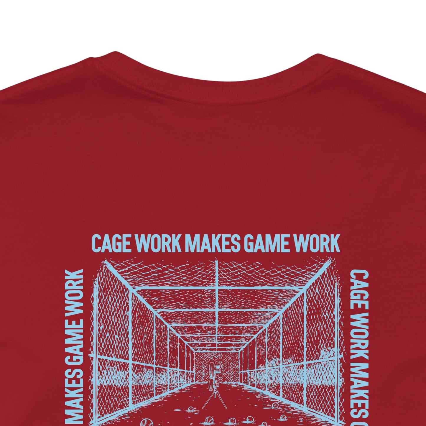 CAGE WORK MAKES GAME WORK Adult Tee (Blue Font)
