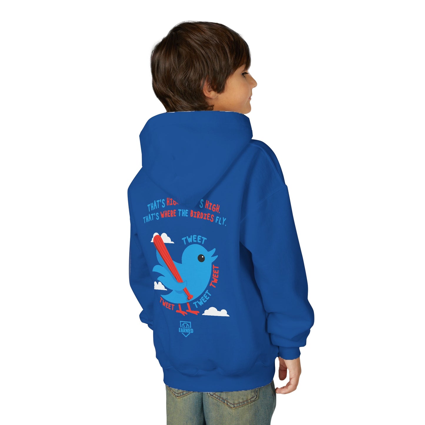THAT'S HIGH Youth Hoodie (Blue Bird) - DUGOUT CHANT Collection