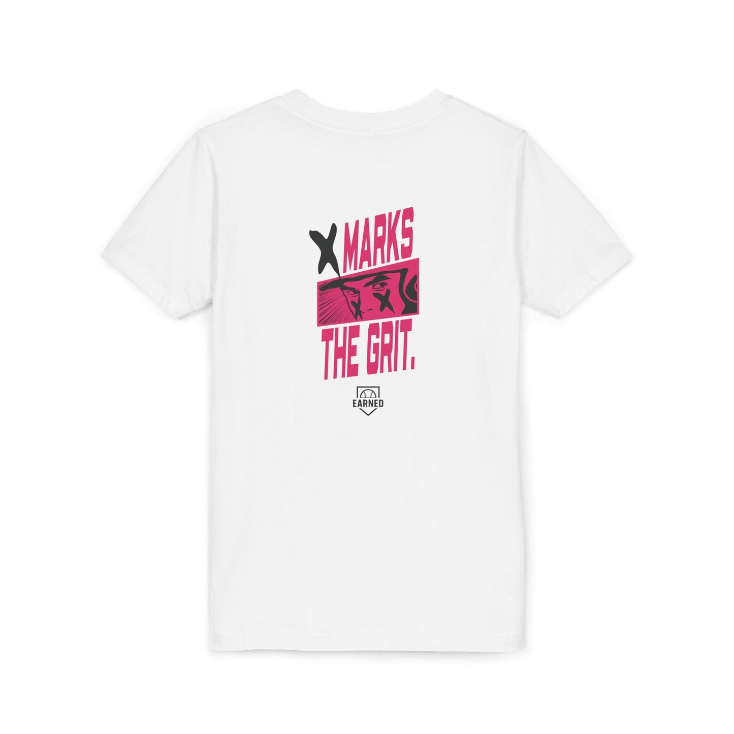 X MARKS THE GRIT Youth Tee (Black X, Pink Font)