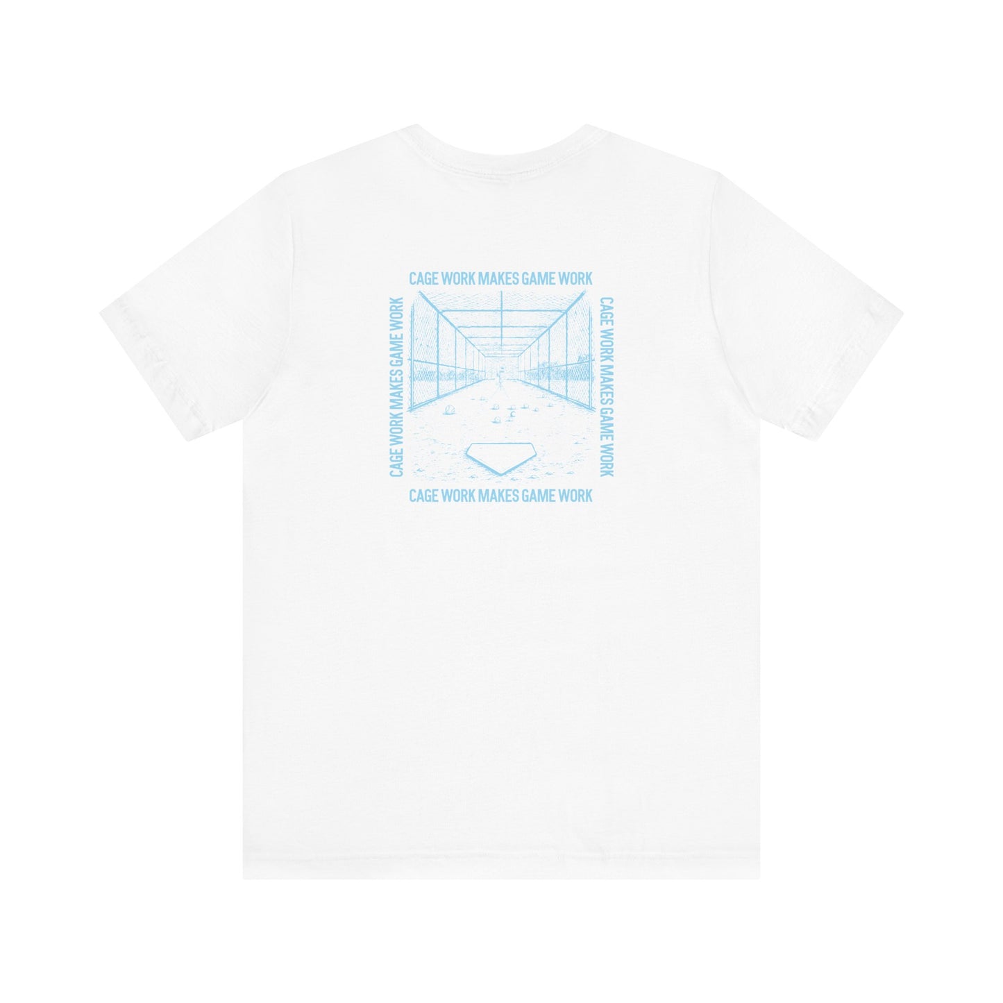 CAGE WORK MAKES GAME WORK Adult Tee (Blue Font)