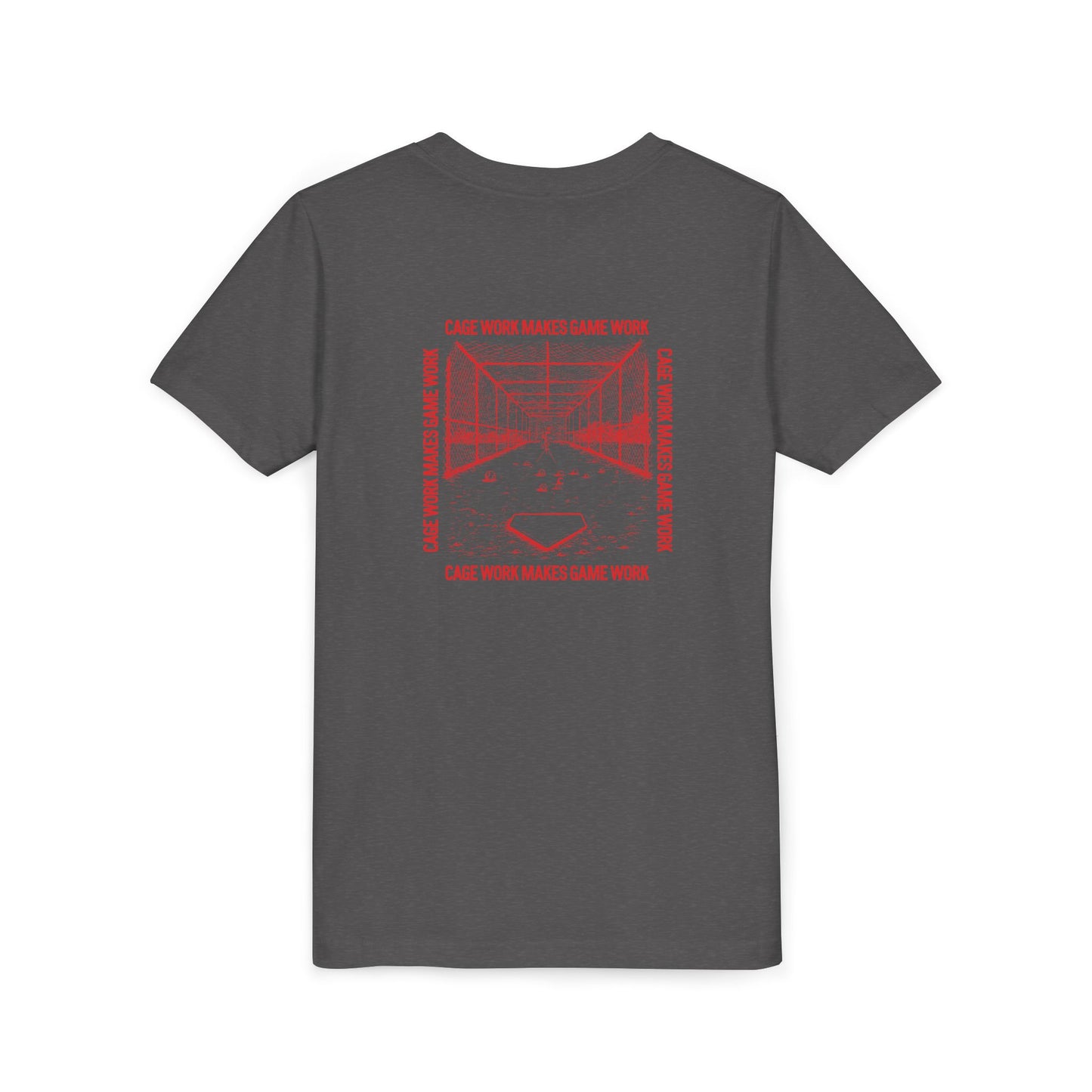 CAGE WORK MAKES GAME WORK Youth Tee (Red Font)