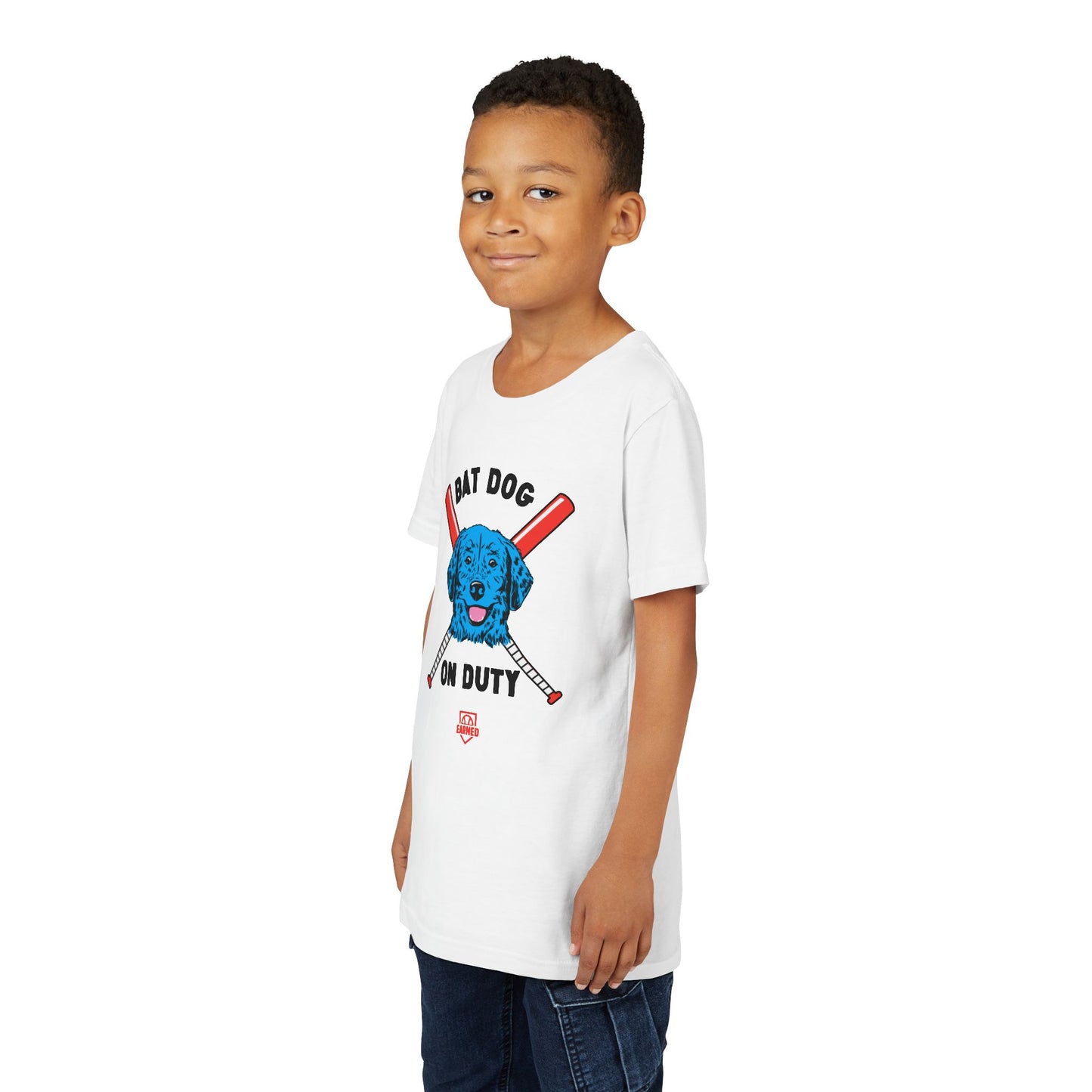 BAT DOG ON DUTY Youth Tee (Red, White and Woof) - BARK PARK Collection