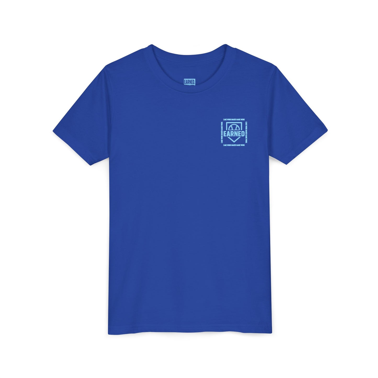 CAGE WORK MAKES GAME WORK Youth Tee (Blue Font)