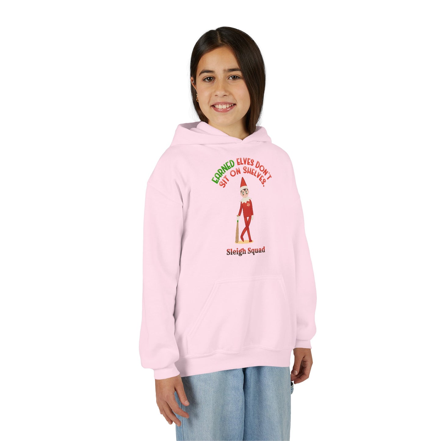EARNED ELVES DON'T SIT ON SHELVES Youth Hoodie - SLEIGH SQUAD Collection