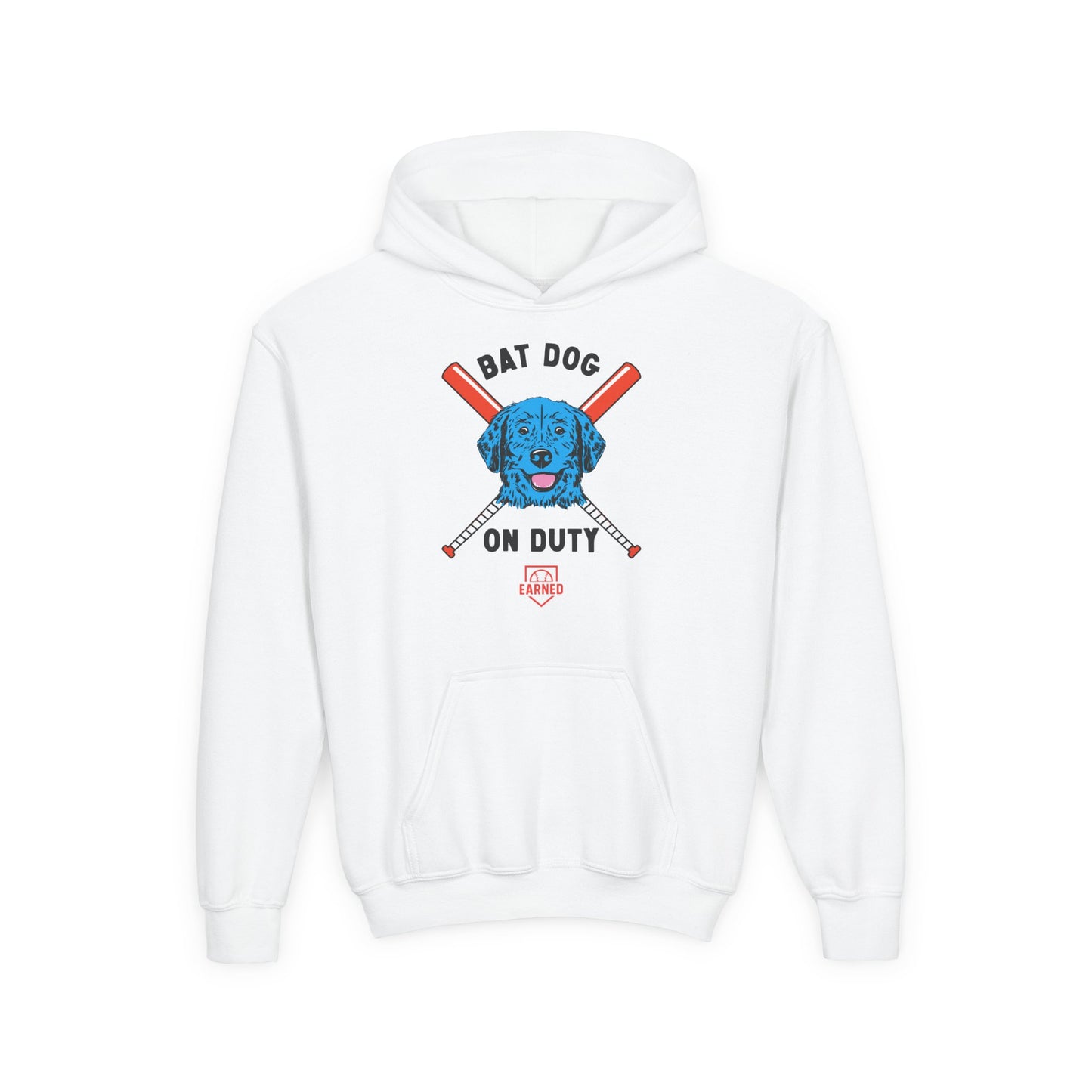 BAT DOG ON DUTY Youth Hoodie (Red, White and Woof) - BARK PARK Collection