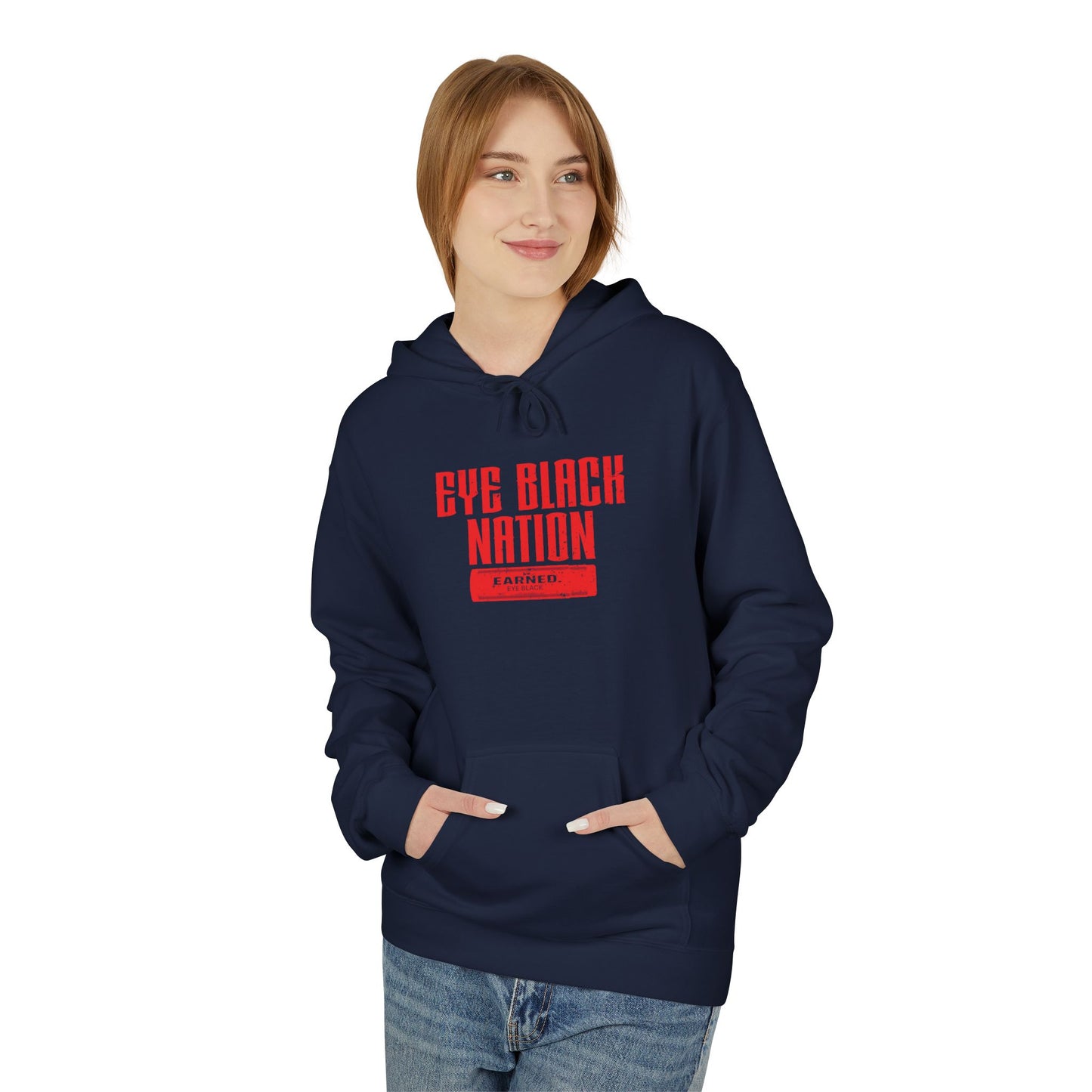 EYE BLACK NATION Adult Hoodie (Red Font)