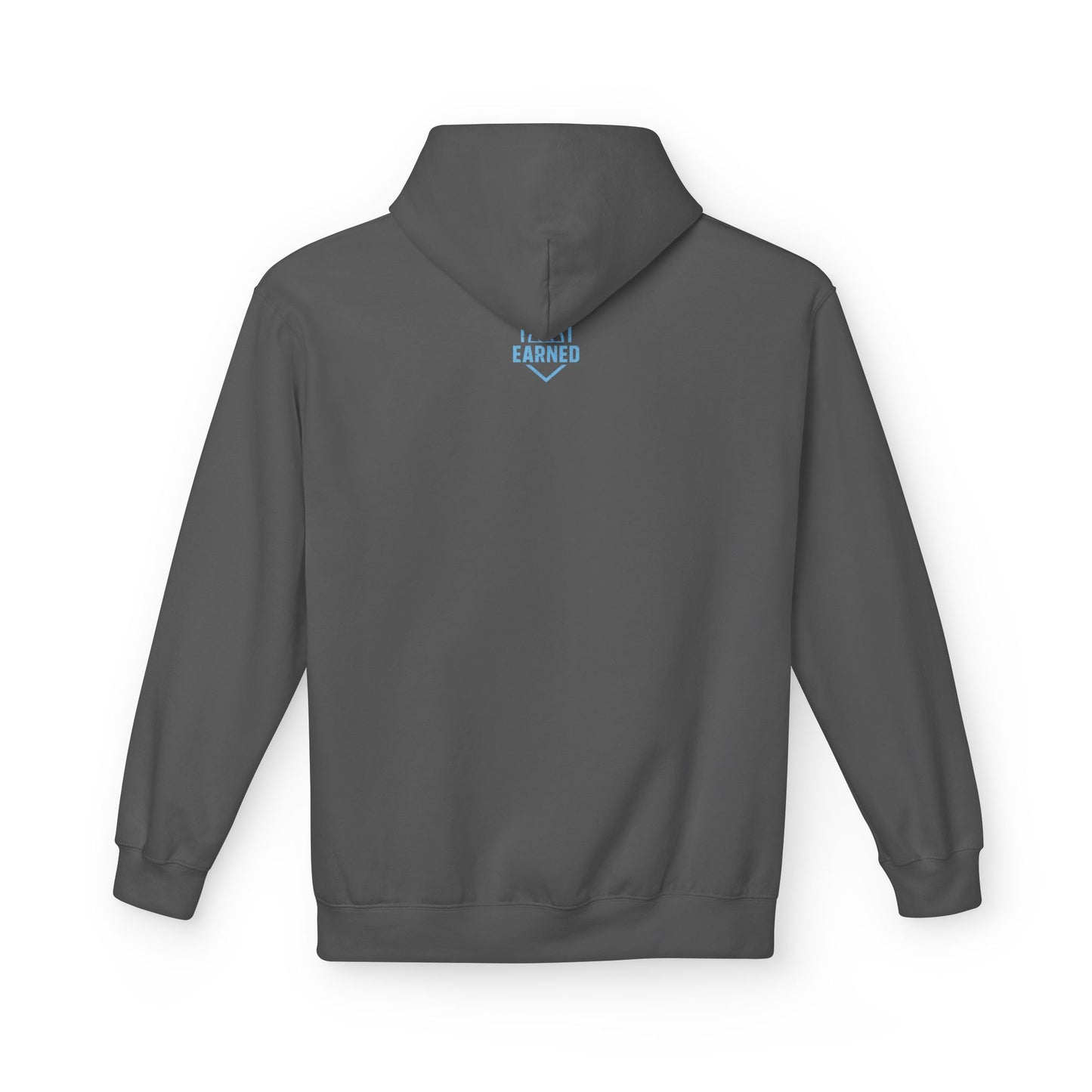 PRACTICE IS THE PROOF Adult Hoodie (Light Blue Font)