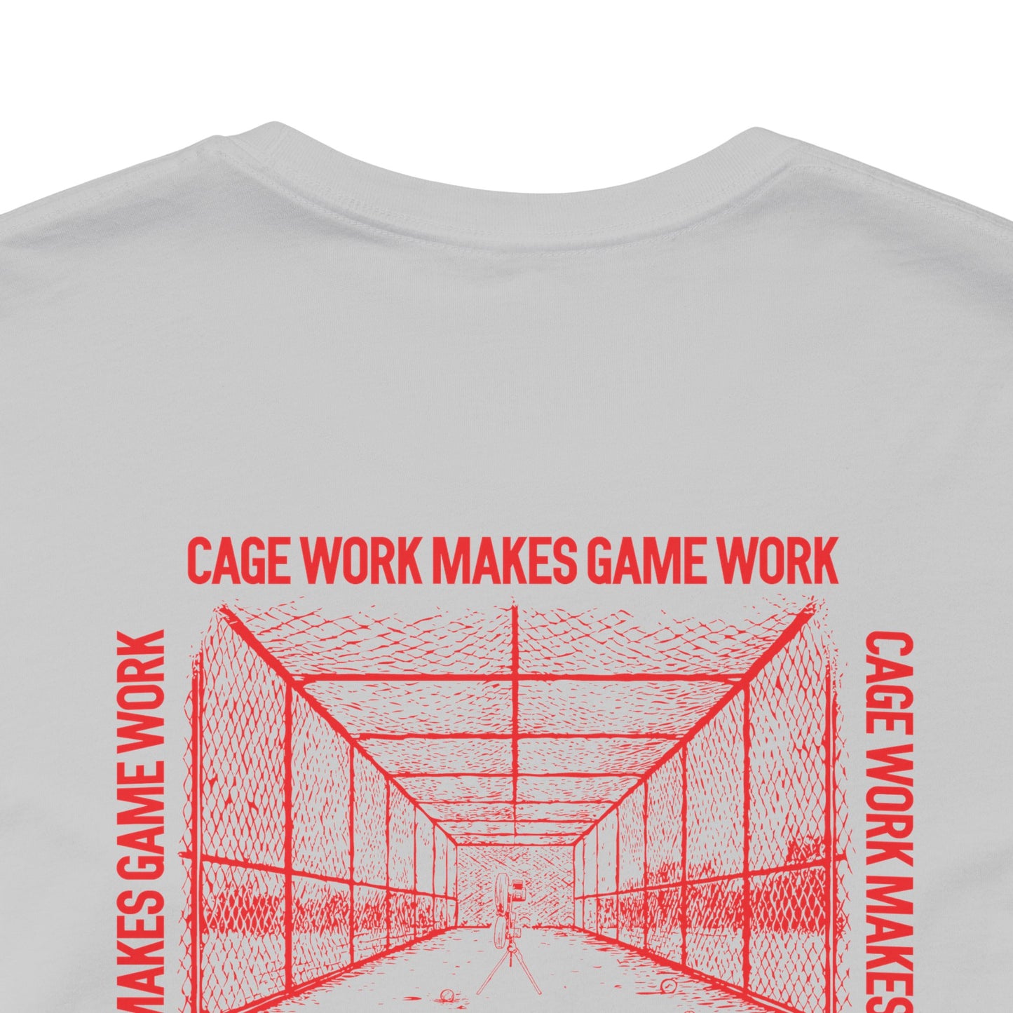 CAGE WORK MAKES GAME WORK Tee (Red Font)