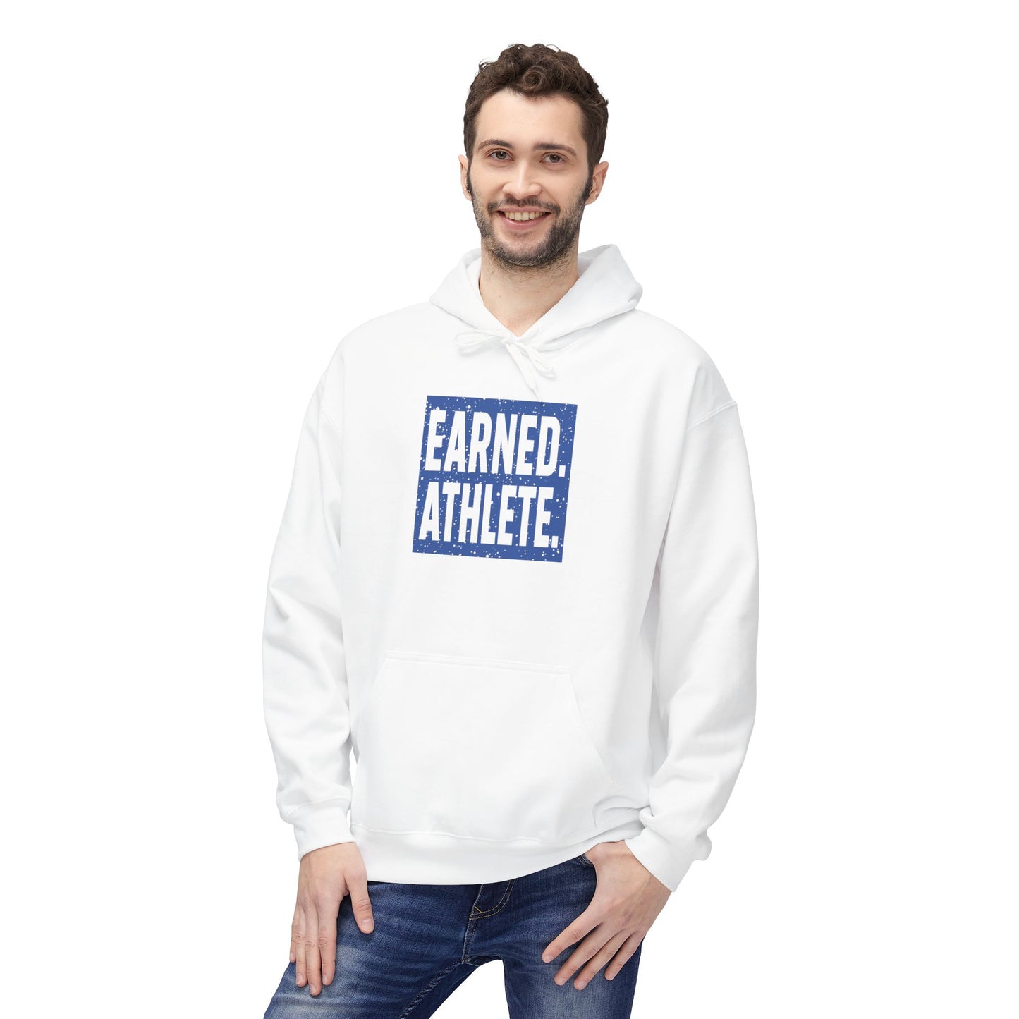 EARNED. ATHLETE. Hoodie (Blue Logo)