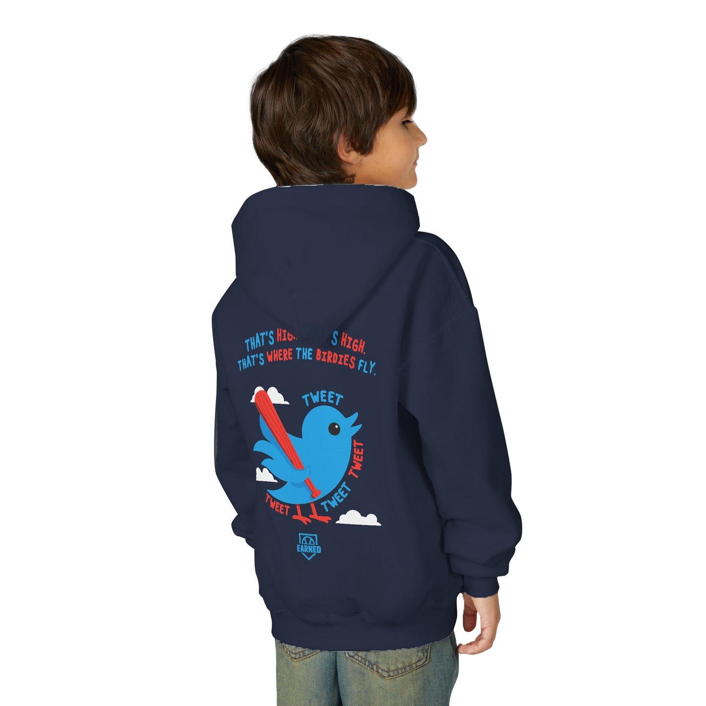 THAT'S HIGH Youth Hoodie (Blue Bird) - DUGOUT CHANT Collection