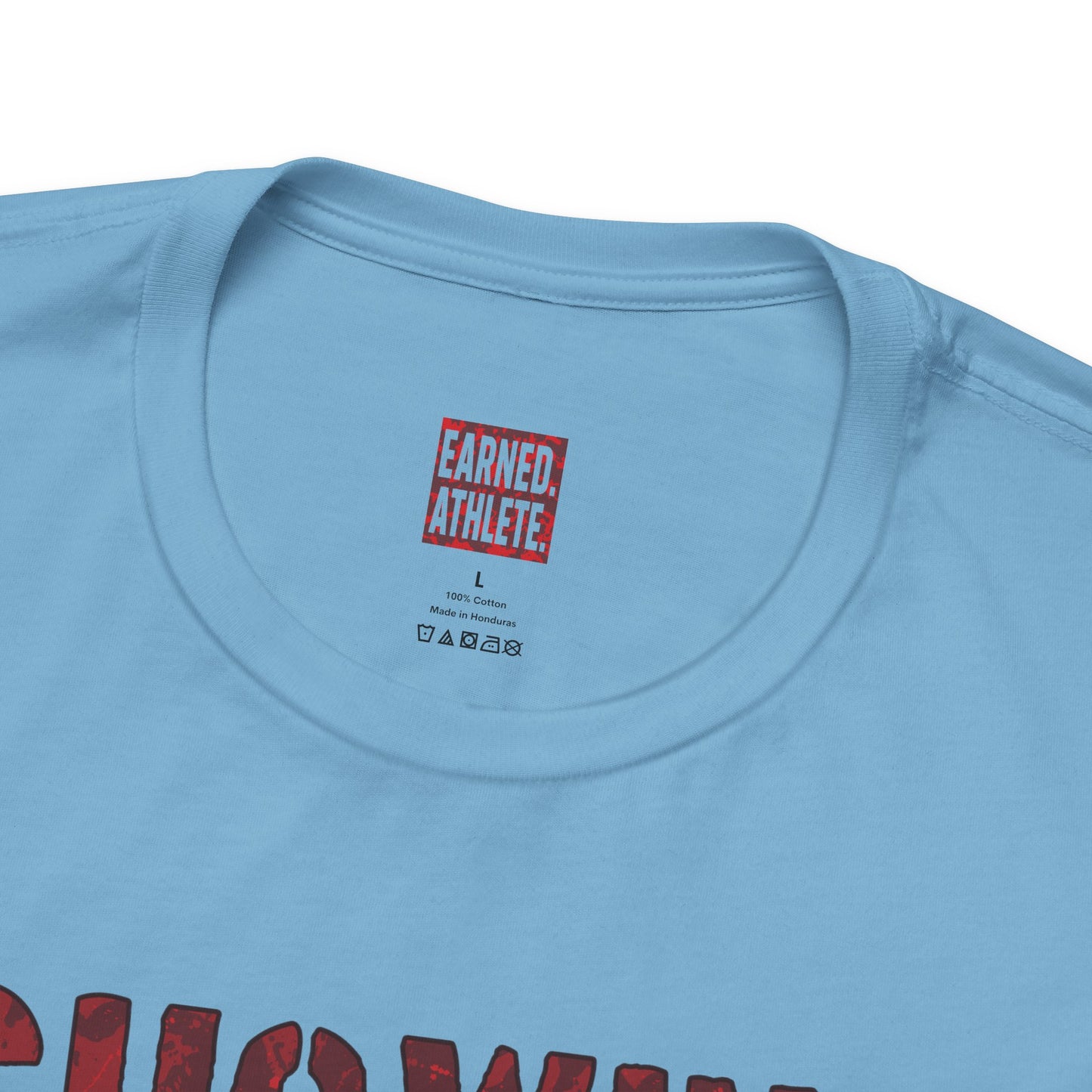 SHOWING UP ADDS UP Tee (Red Camo Font)