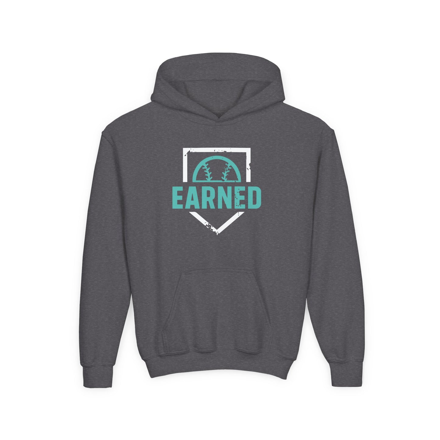 EARNED Logo Youth Hoodie (Aqua & White Font)