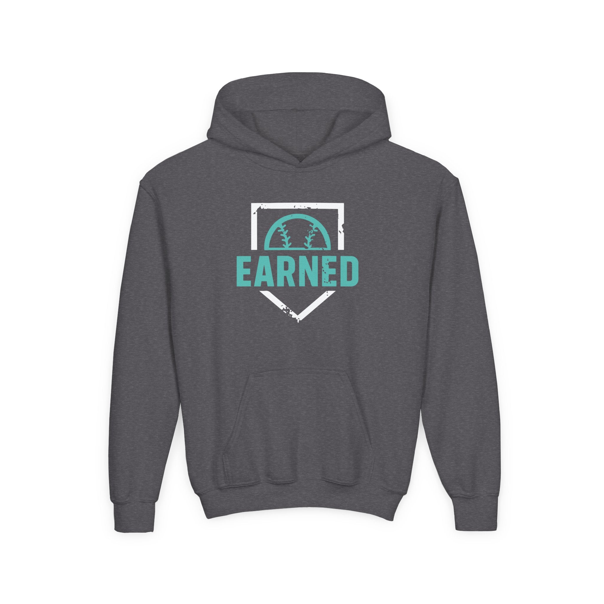 EARNED Logo Youth Hoodie (Aqua & White Font)