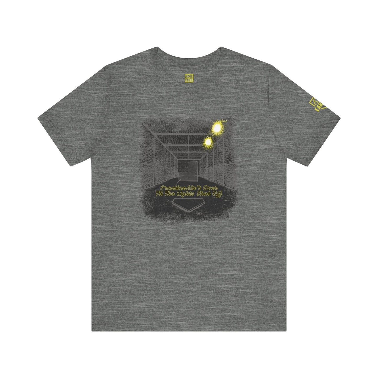 PRACTICE AIN'T OVER TILL THE LIGHTS SHUT OFF Tee (Dark)