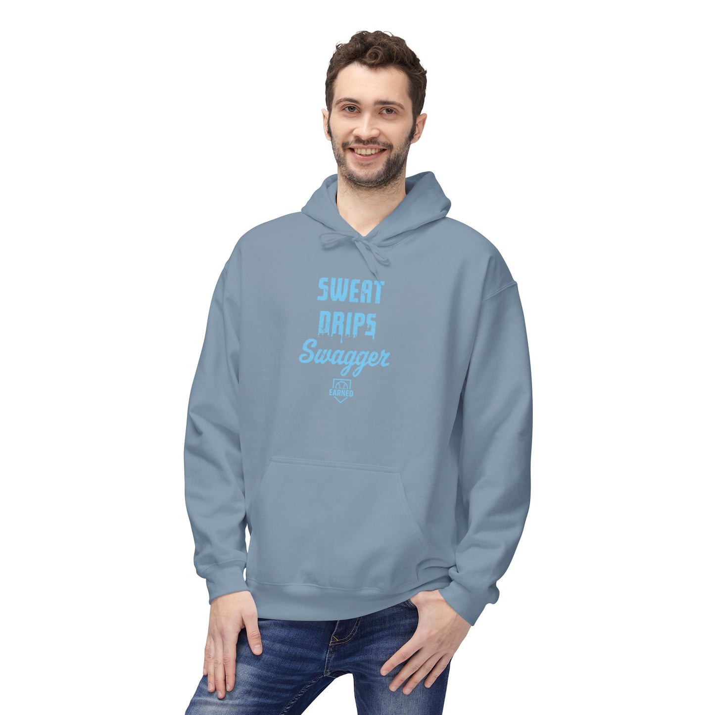 SWEAT DRIPS SWAGGER Hoodie (Light Blue Font)