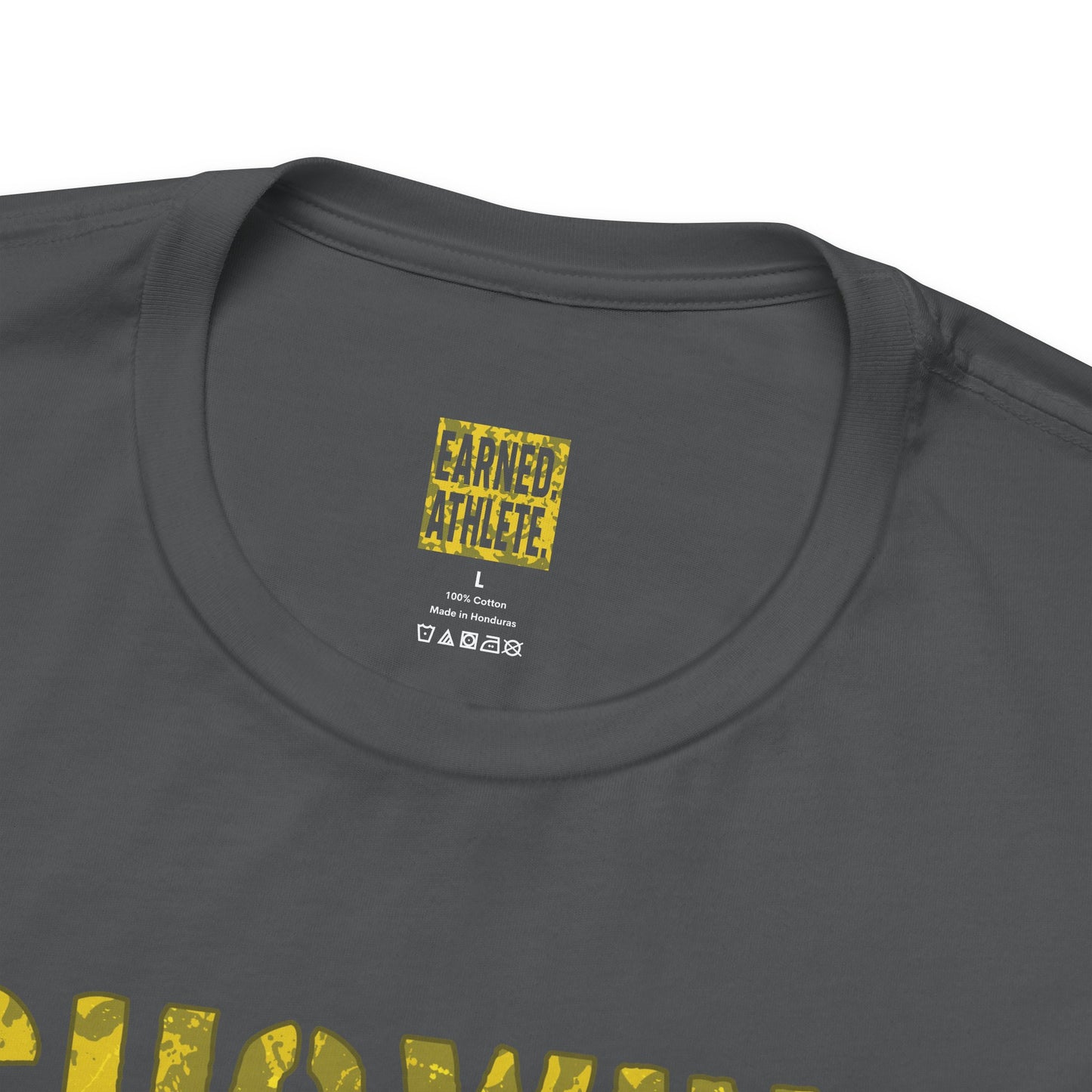 SHOWING UP ADDS UP Tee (Yellow Camo Font)
