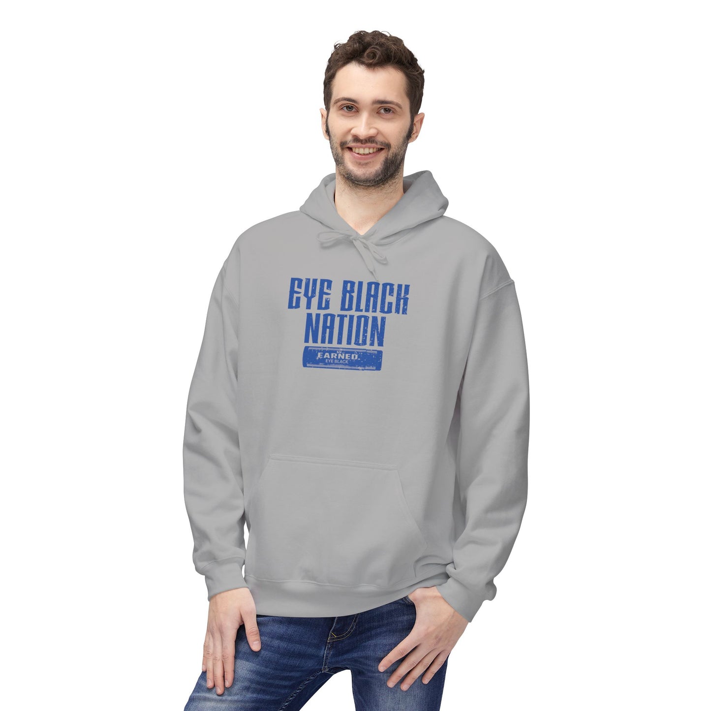 EYE BLACK NATION Adult Hoodie (Blue Font)