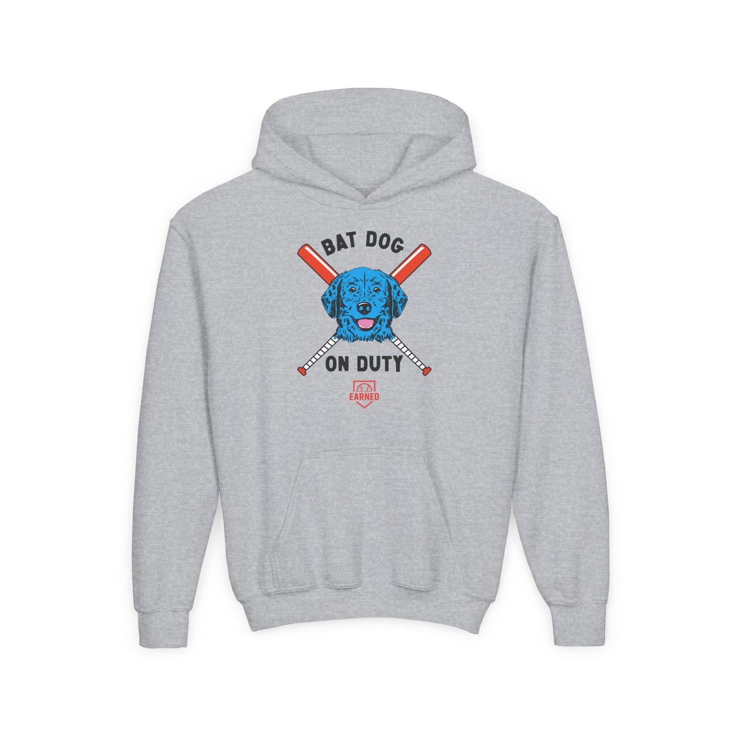 BAT DOG ON DUTY Youth Hoodie (Red, White and Woof) - BARK PARK Collection