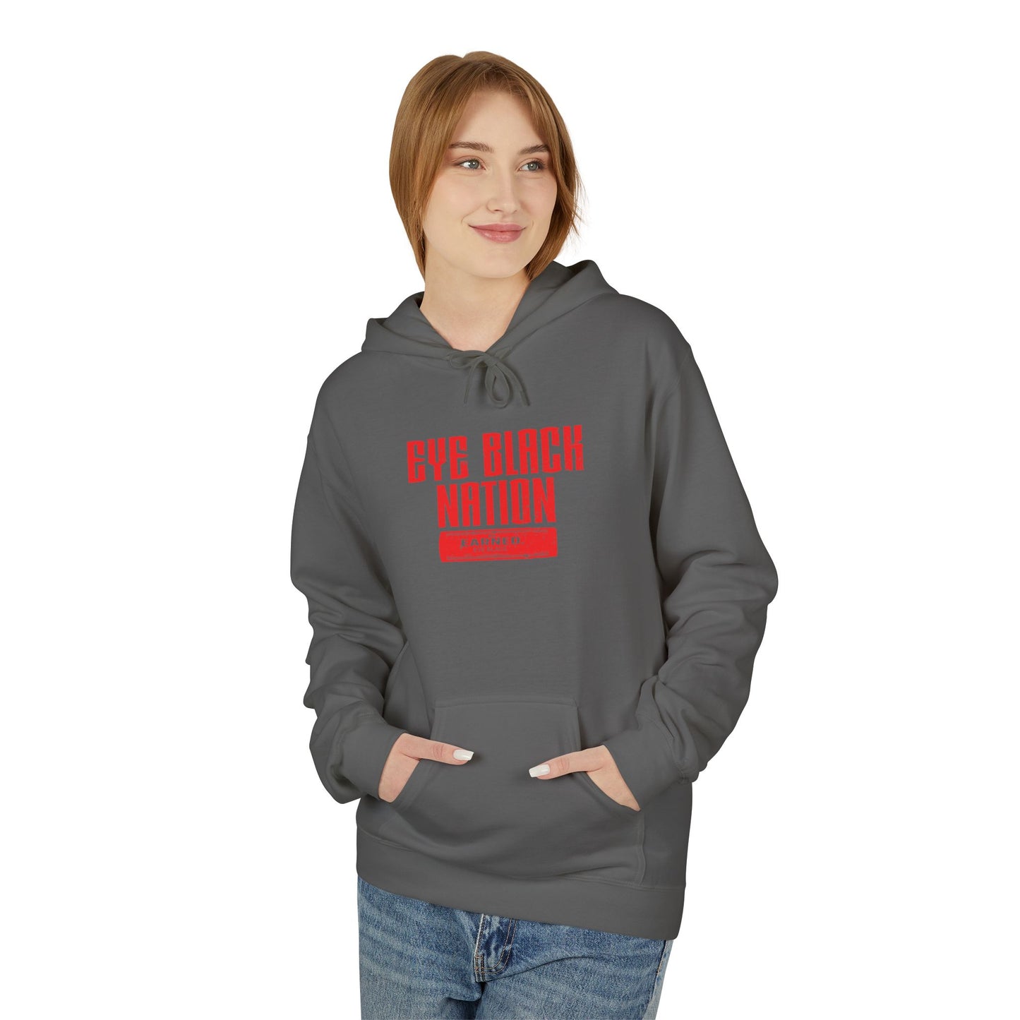 EYE BLACK NATION Adult Hoodie (Red Font)