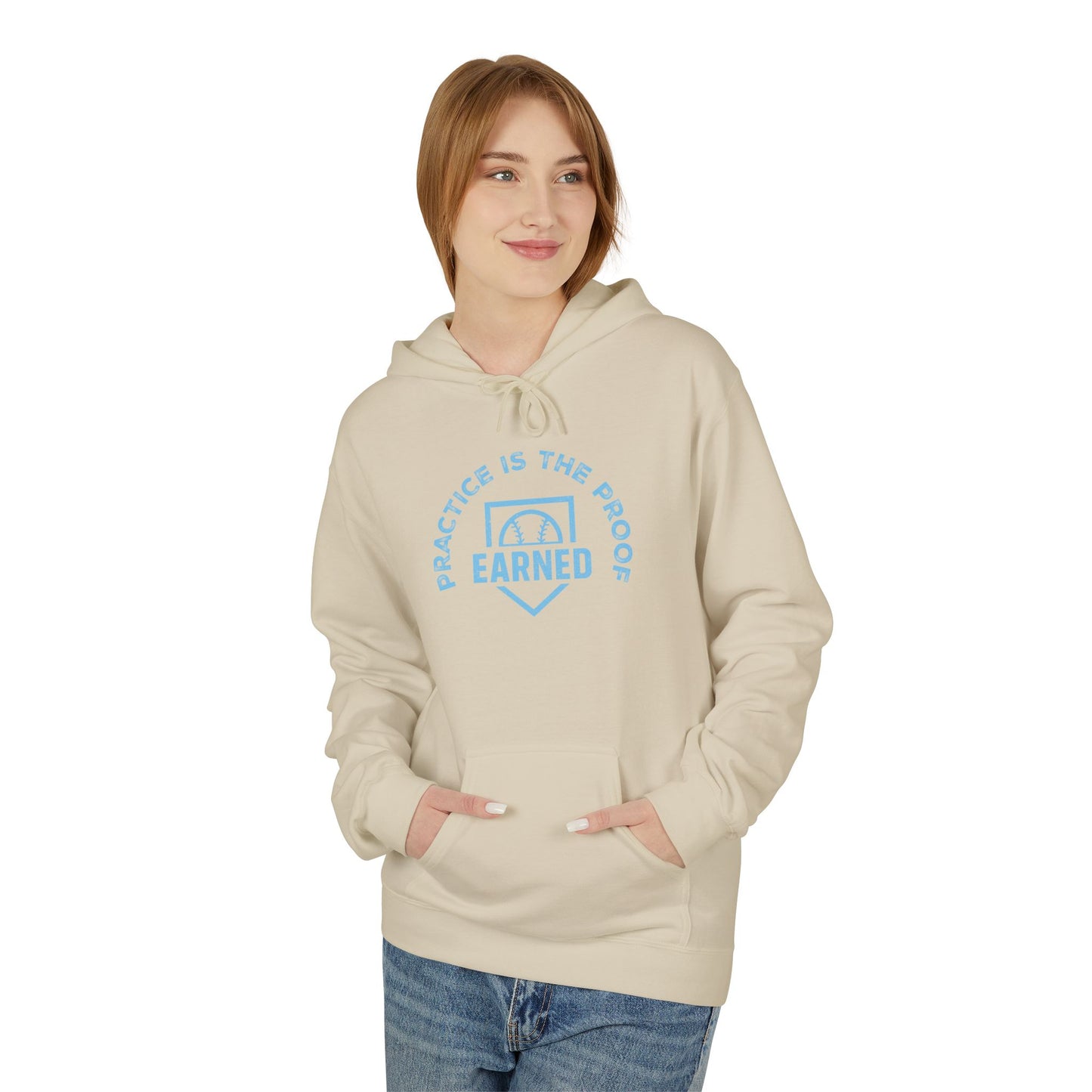 PRACTICE IS THE PROOF Hoodie (Light Blue Font)