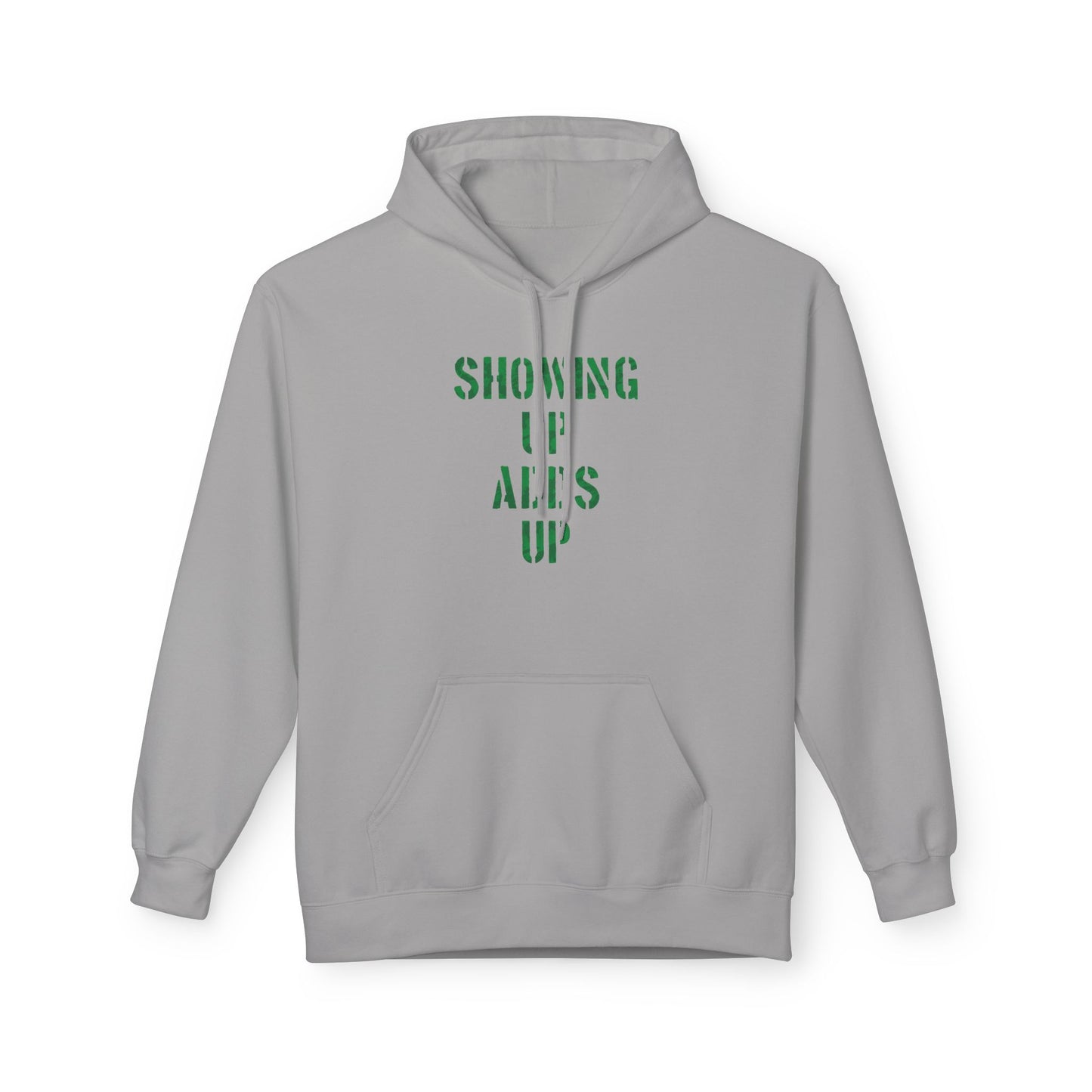SHOWING UP ADDS UP Adult Hoodie (Green Camo Logo)
