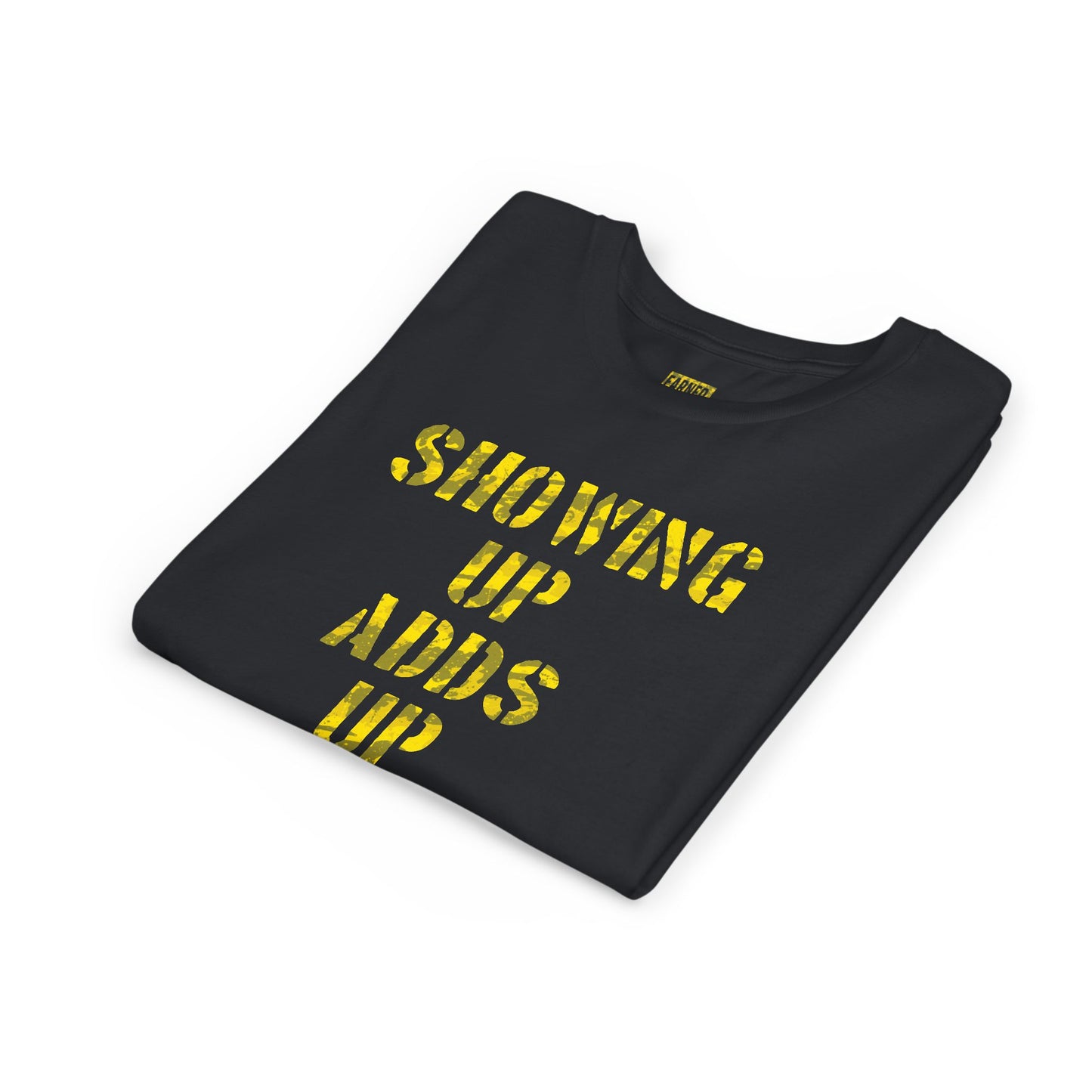 SHOWING UP, ADDS UP Youth Tee (Yellow Font)