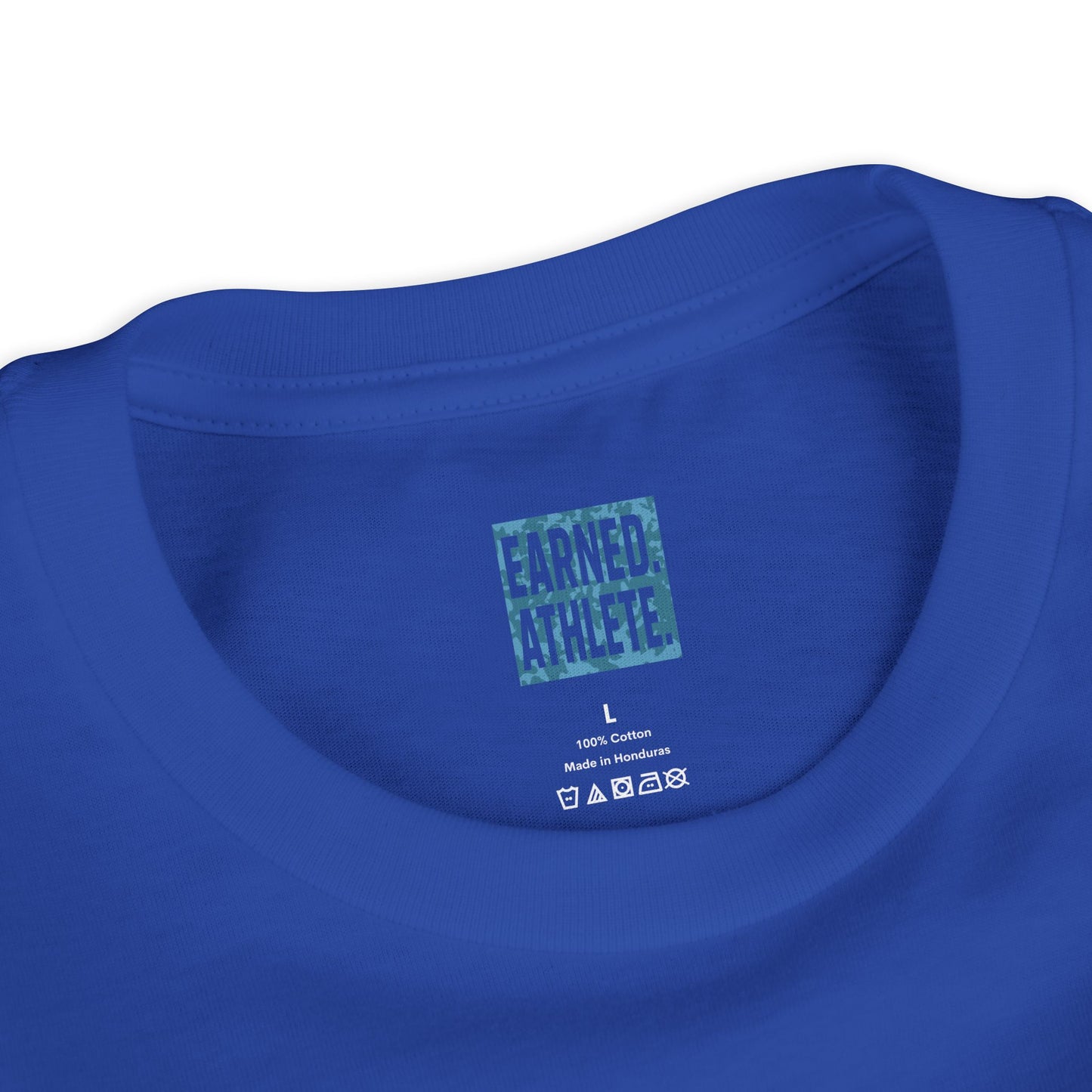 SHOWING UP ADDS UP Youth Tee (Blue Camo Font)