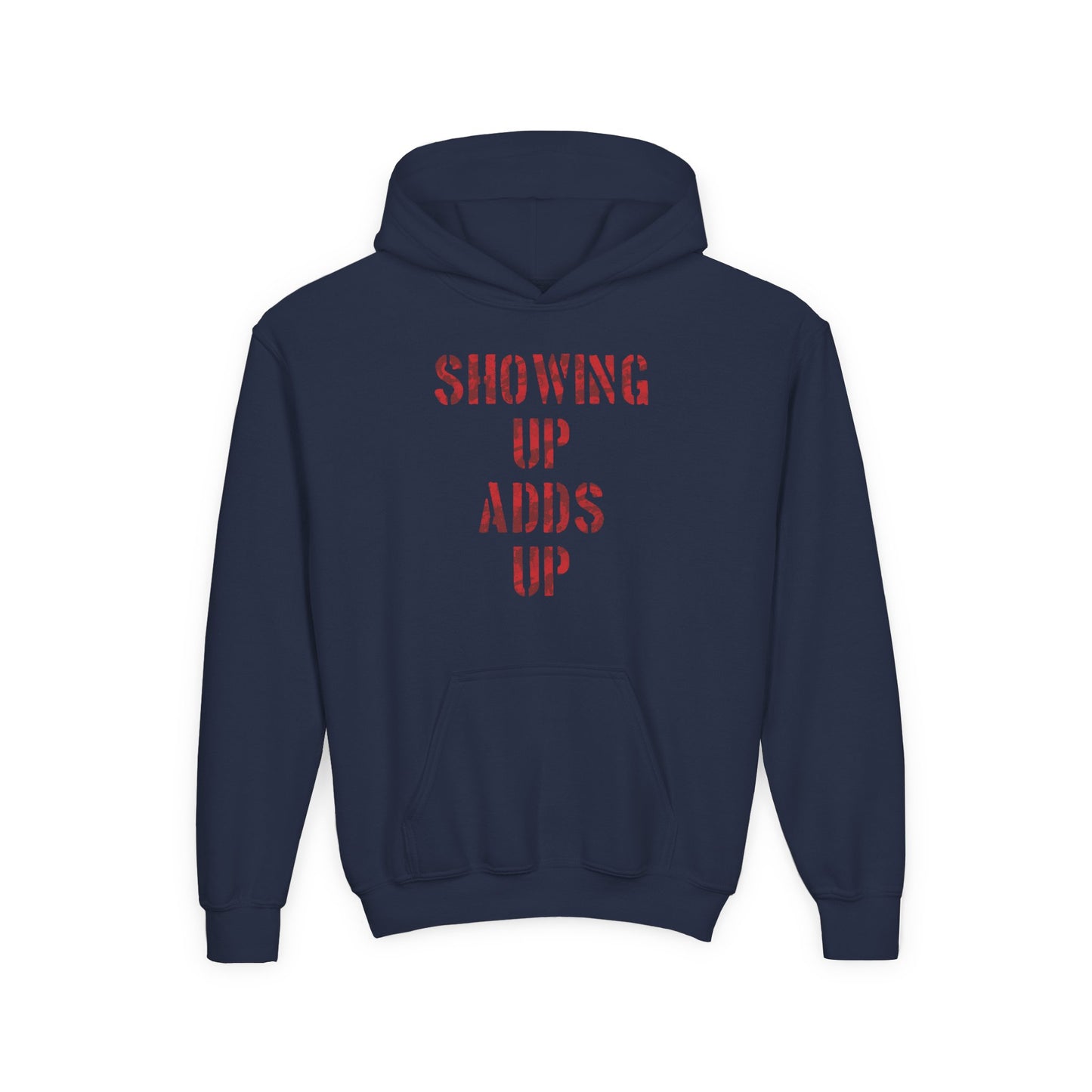 SHOWING UP ADDS UP Youth Hoodie (Red Camo Logo)
