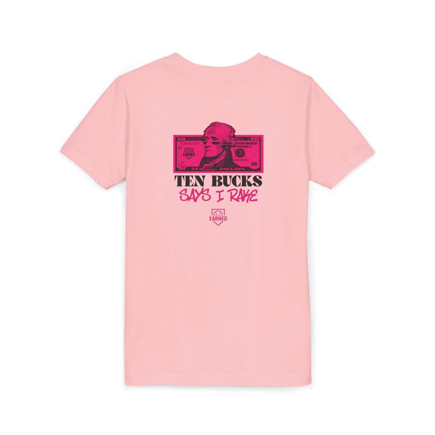 TEN BUCKS SAYS I RAKE Youth Tee (Pink Logo)