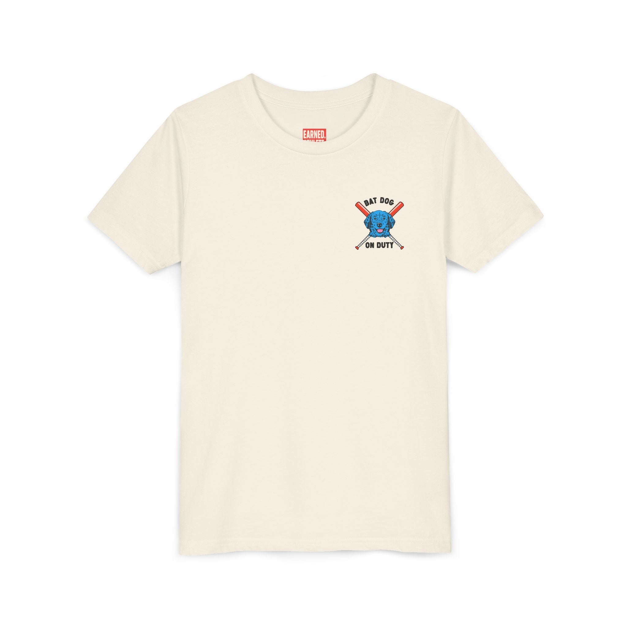 FETCH HARD. HUSTLE HARDER. Youth Tee (Red Bat) - BARK PARK Collection