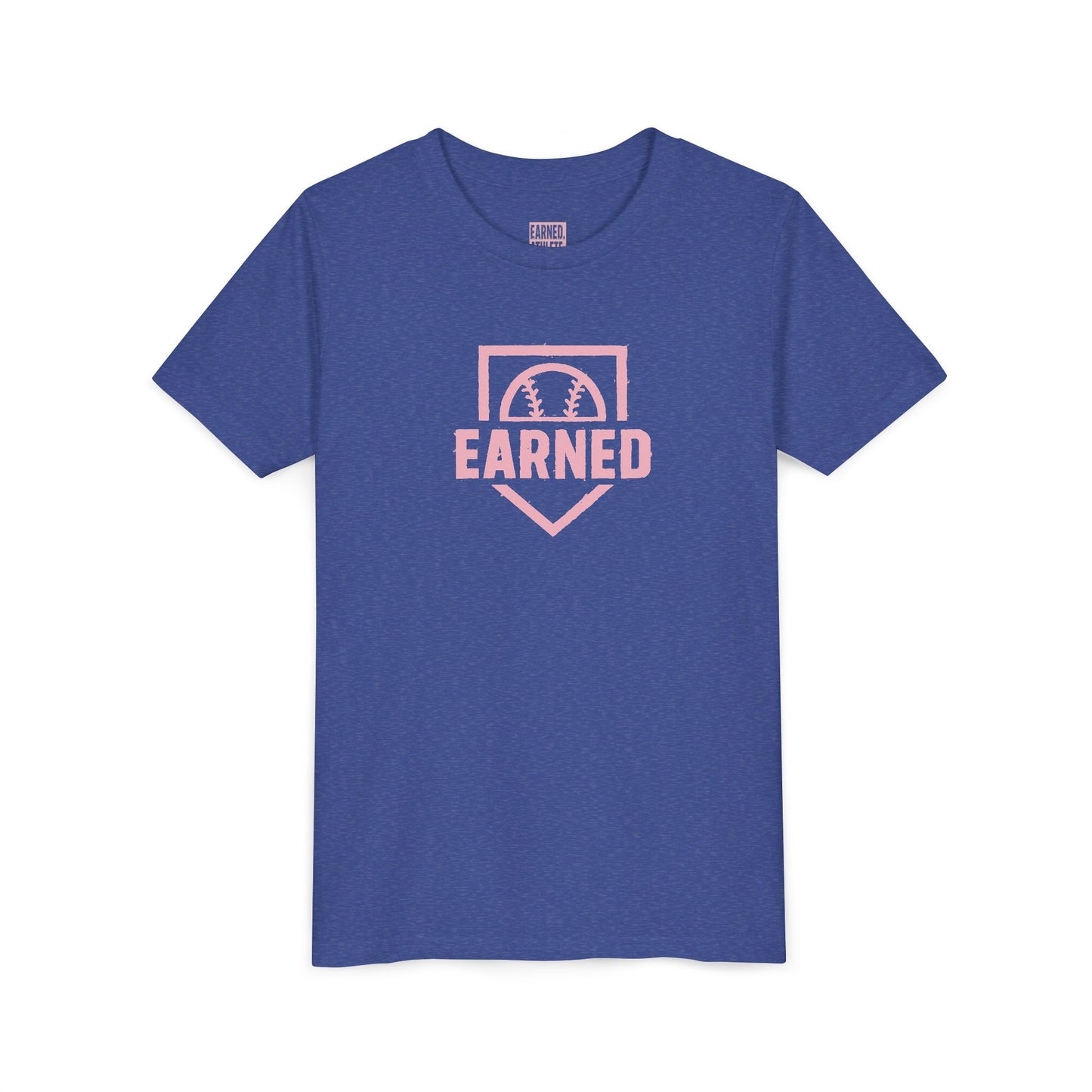 EARNED Logo Youth Tee (Soft Pink logo)