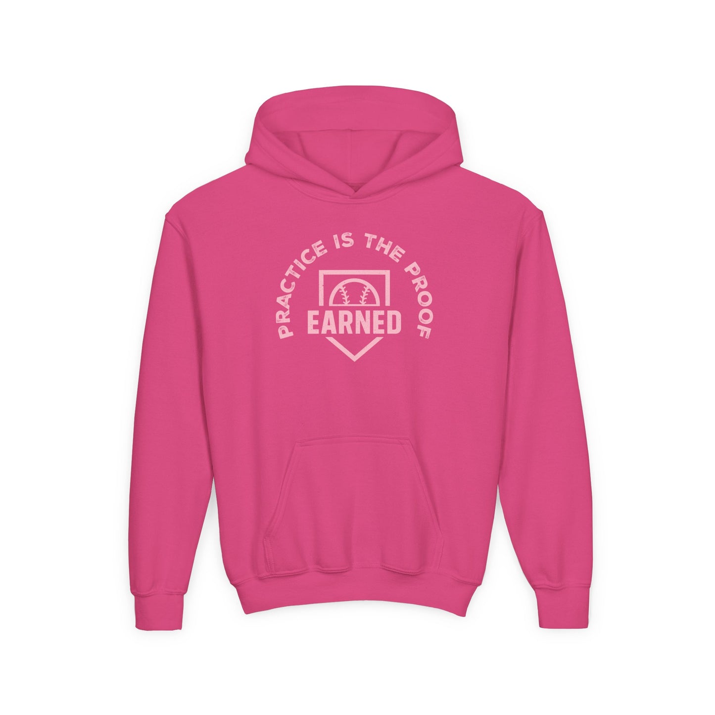 PRACTICE IS THE PROOF Youth Hoodie (Pink Logo)