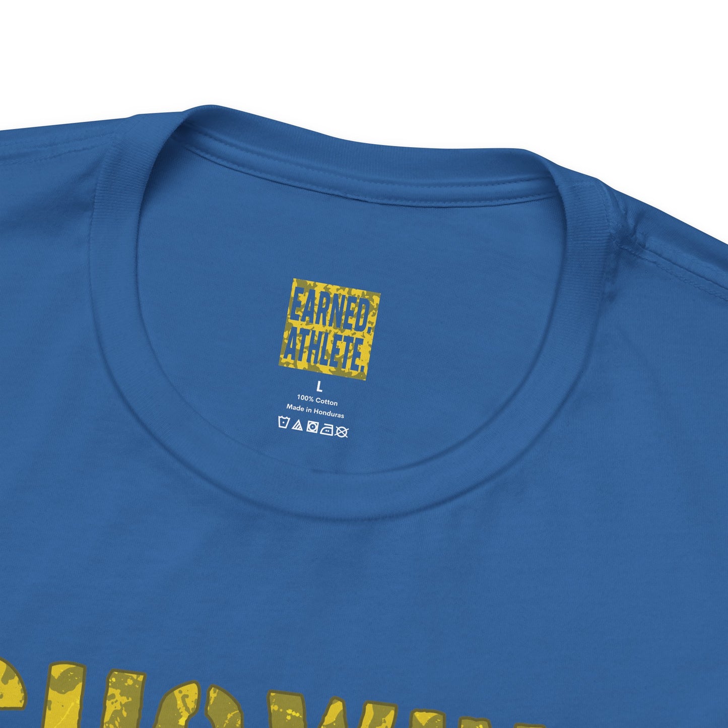 SHOWING UP ADDS UP Tee (Yellow Camo Font)