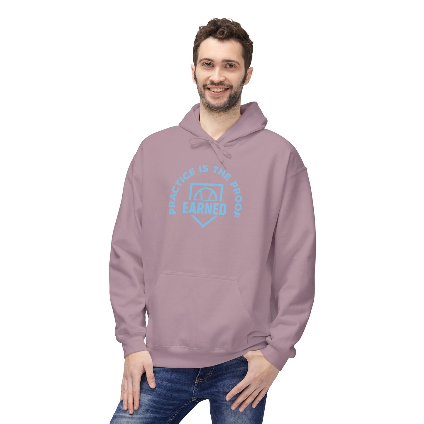 PRACTICE IS THE PROOF Hoodie (Light Blue Font)