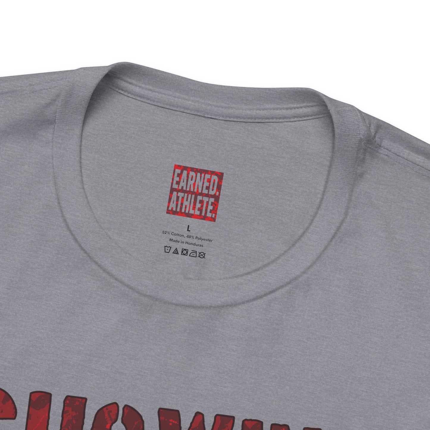 SHOWING UP ADDS UP Tee (Red Camo Font)