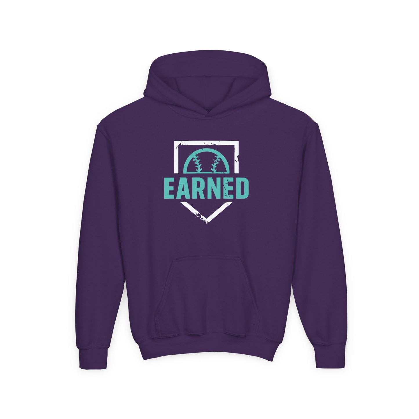 EARNED Logo Youth Hoodie (Aqua & White Font)