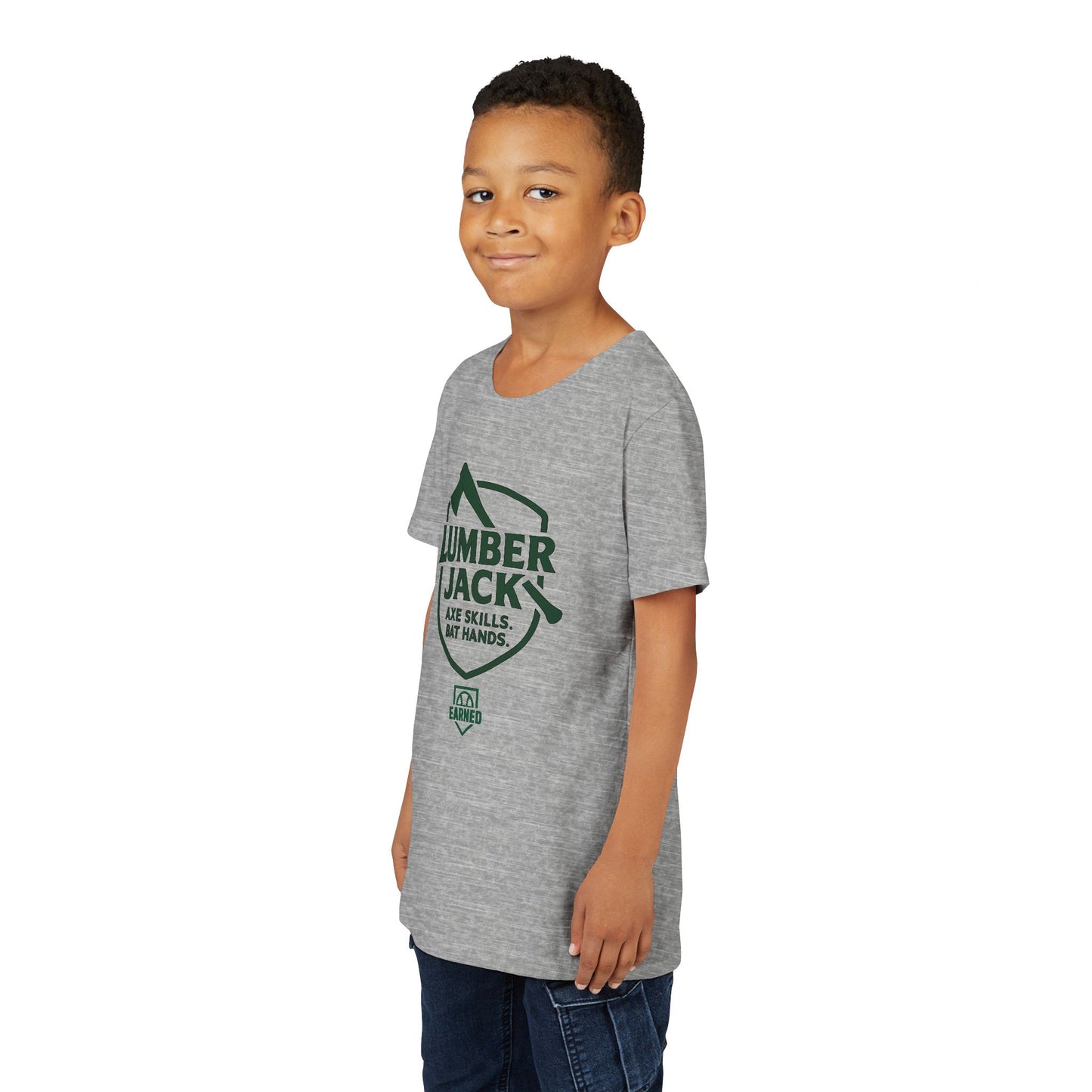 LUMBER JACK. AXE SKILLS. BAT HANDS. Youth Tee