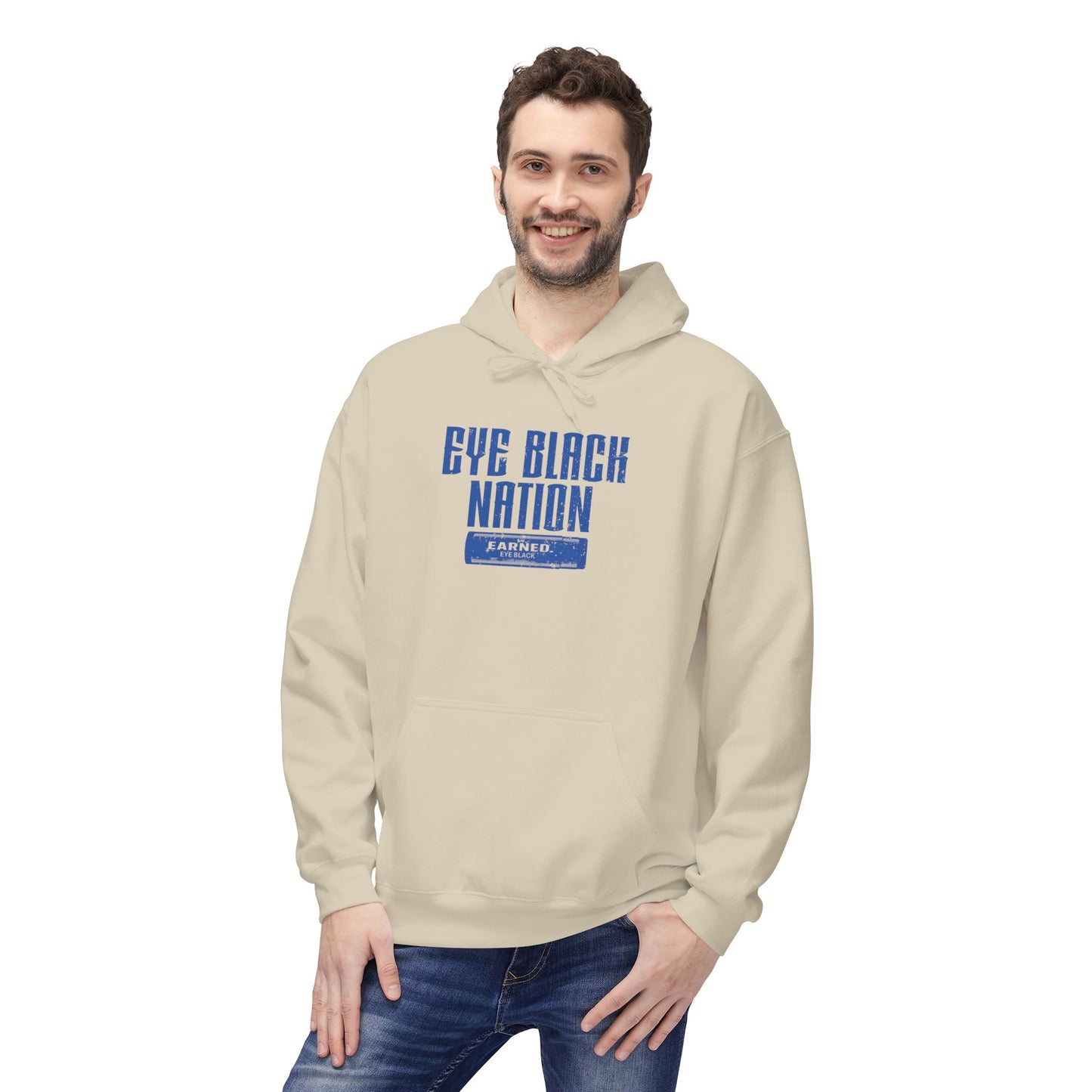 EYE BLACK NATION Adult Hoodie (Blue Font)
