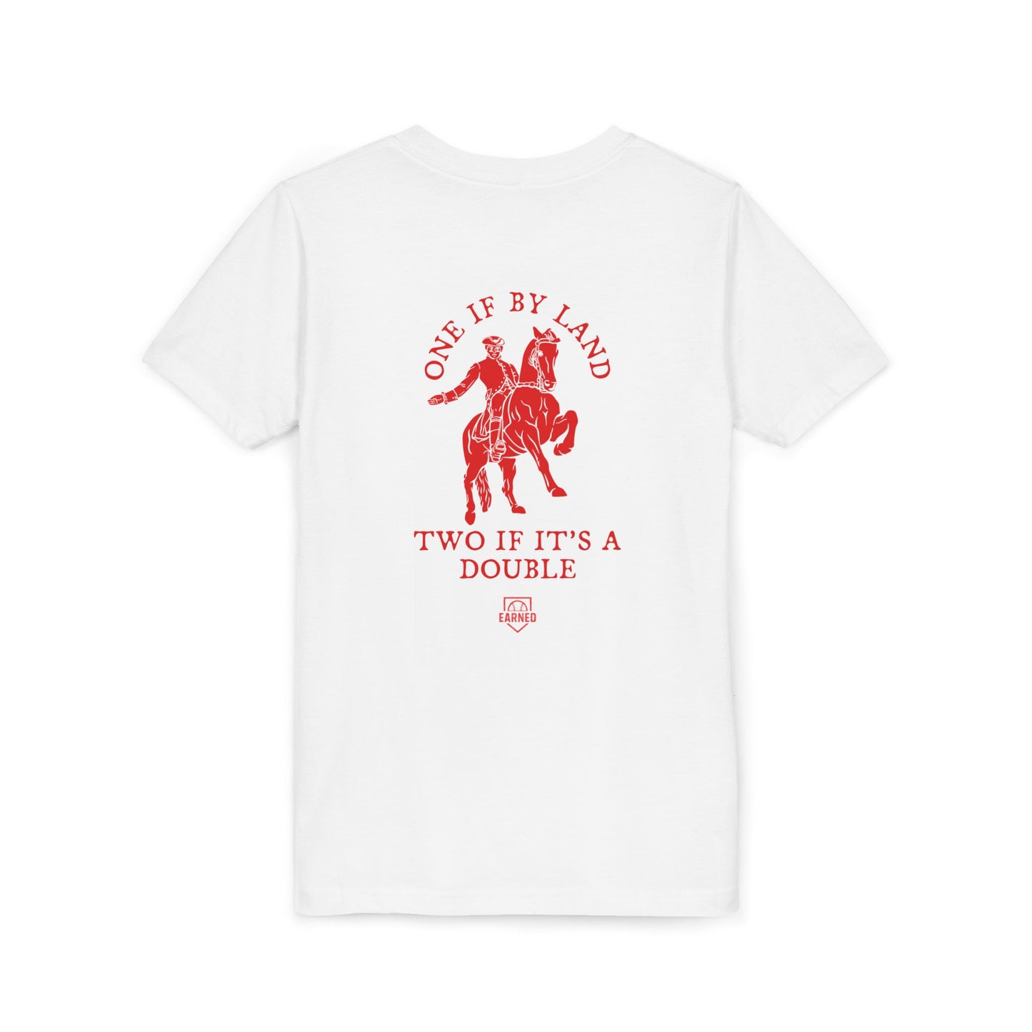 ONE IF BY LAND, TWO IF IT'S A DOUBLE Youth Tee (Paul Revere Red)