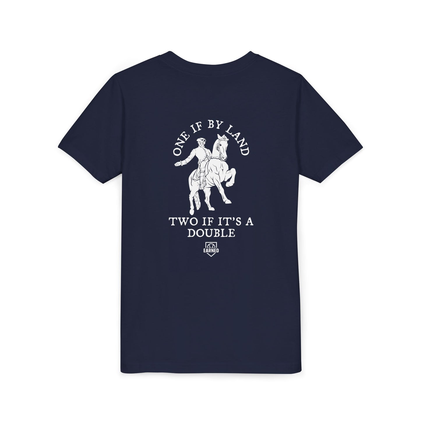 ONE IF BY LAND, TWO IF IT'S A DOUBLE Youth Tee (Paul Revere White)